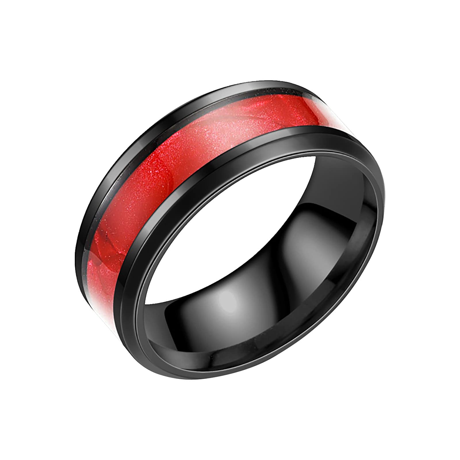 Boho Women's Statement Ring - Titanium Shell Jewelry Gift for Her, Simple Fashion Princess Solitaire Simulated Diamond Ring, Anniversary & Bridal Channel Ring (Red, Size 12) | Perfect for Boho Weddings, Beach Parties & Anniversary Gifts