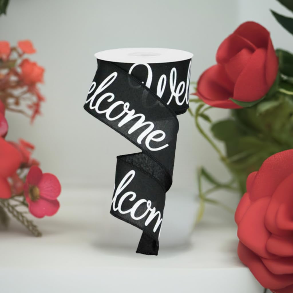 Welcome Canvas Wired Edge Ribbon - 2.5