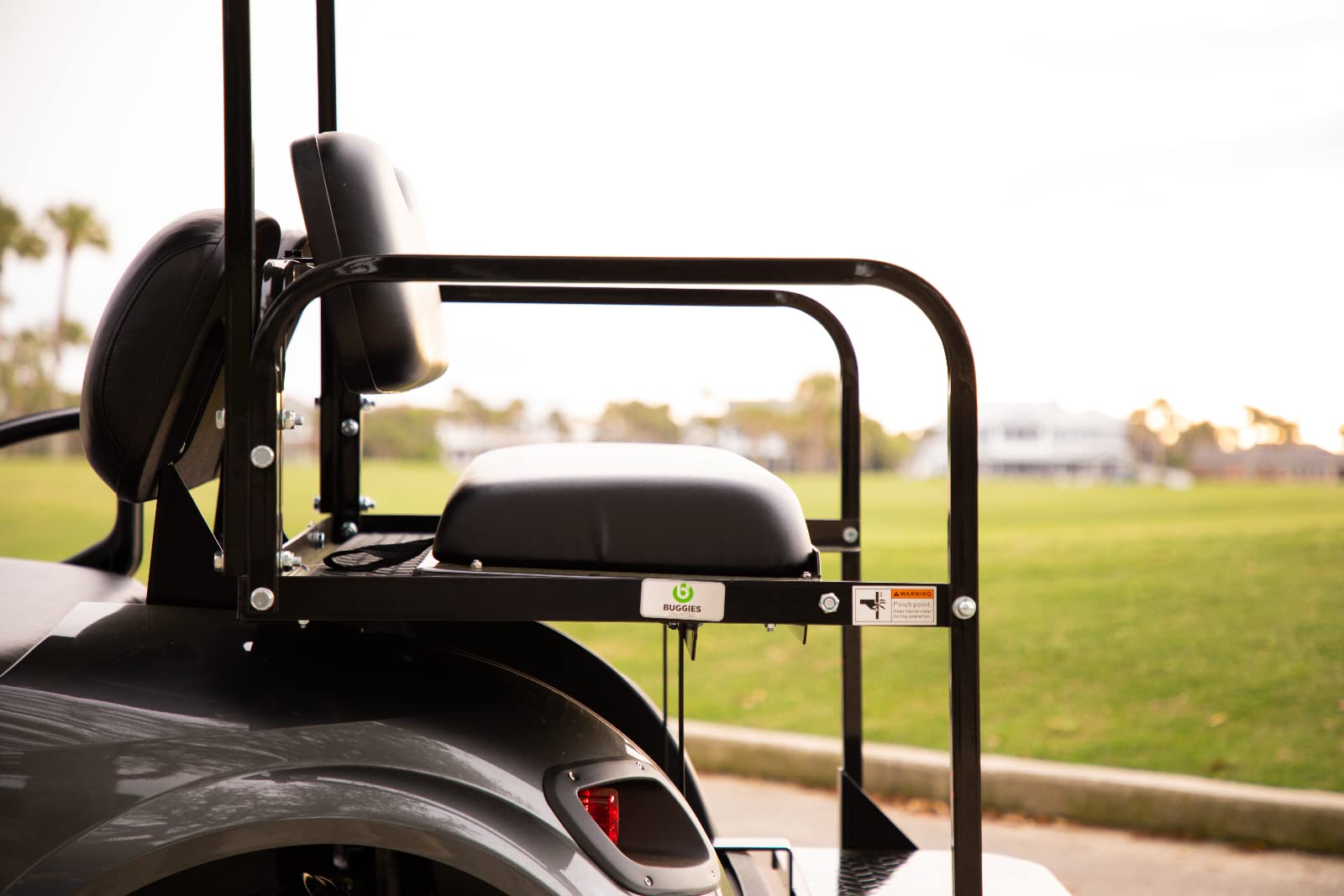 Club Car Precedent Golf Cart Rear Flip Seat Kit with Steel Frame - Compatible with 2004-Up Models (Black) | Heavy-Duty Upgrade for Golf Carts & Utility Vehicles | Perfect for Golf Courses, Resorts & Neighborhood Transport