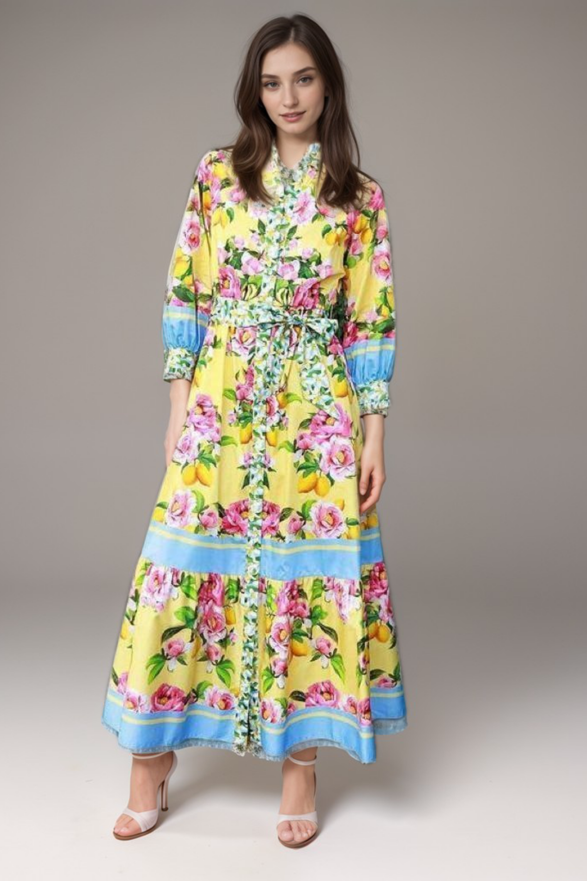 Rabiah Floral Garden Dress for Women - Elegant Summer Maxi Dress with Floral Print | Perfect for Beach Vacations, Weddings & Outdoor Parties