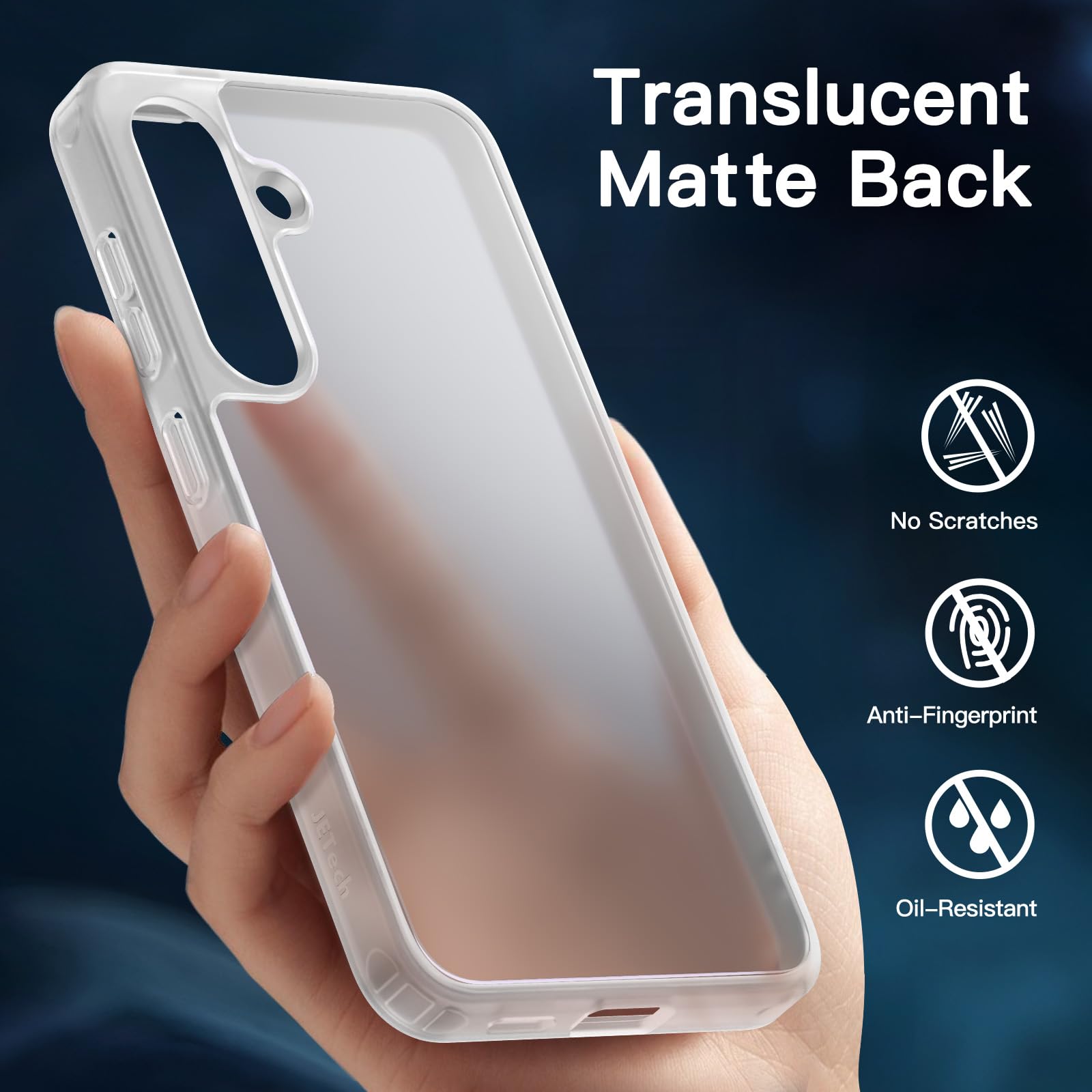 JETech 5-in-1 Matte Case for Samsung Galaxy S24+ / S24 Plus 5G - 2-Pack Screen Protector & Camera Lens Protector, Translucent Back Protective Phone Cover with Tempered Glass (Frosted Clear) - Perfect for Everyday Protection & Style