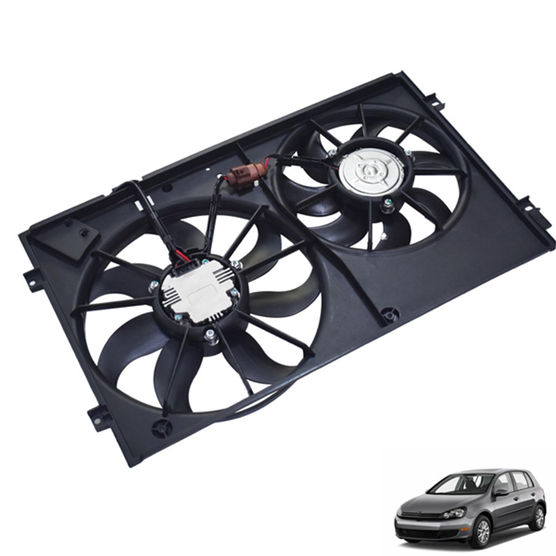 Engine Cooling Fan & Radiator Condenser Replacement for VW Beetle 2012-2013, Golf 2010-2013, Passat 2012-2013, Rabbit 2006-2009 - Compatible with 2.0L & 2.5L Engines - OEM Part Numbers VW3120100 & 1K0959455ET - Perfect for Overheating Prevention & AC System Repair