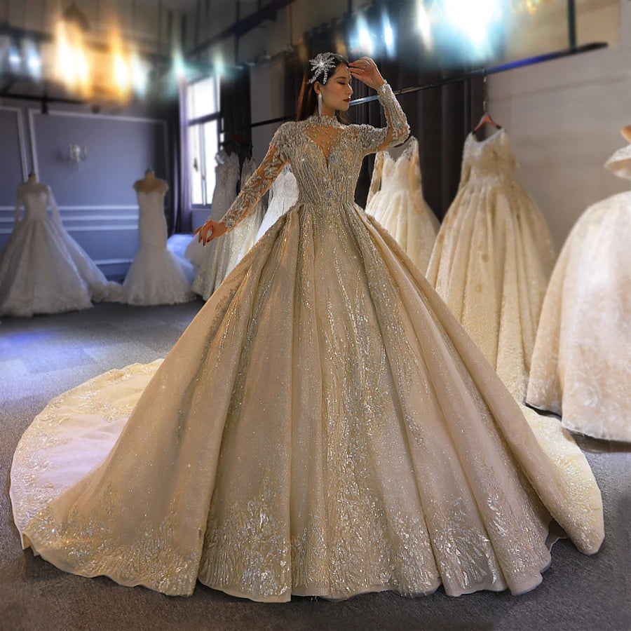Elegant Gold Trumpet Mermaid Wedding Dress - High Quality Bridal Gown for Beach, Church & Formal Weddings