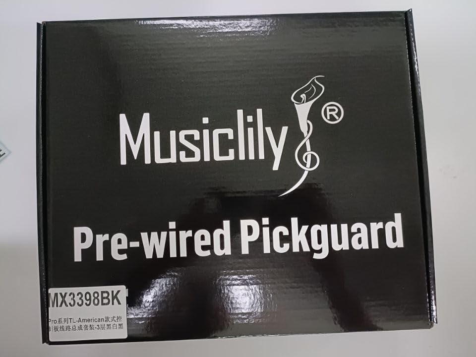 Musiclily Pro Pre-wired Tele Pickguard & Loaded Control Plate with Artec Alnico 5 Pickups for TL Style Electric Guitar - 3-Ply Black | Perfect for Blues, Rock & Country Performances
