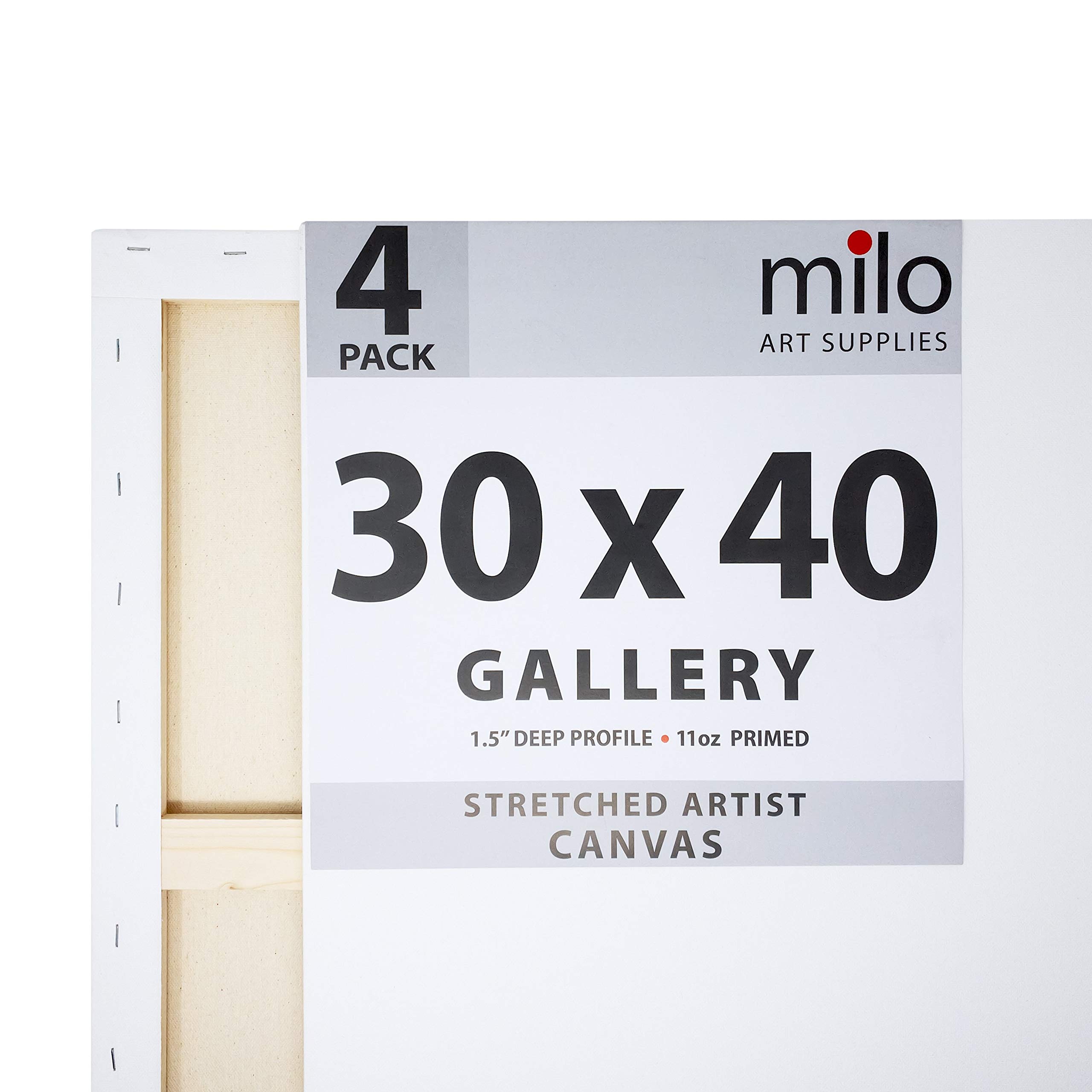 Premium Stretched Artist Canvas 30x40 Inches - 4 Pack Gallery Wrapped 1.5