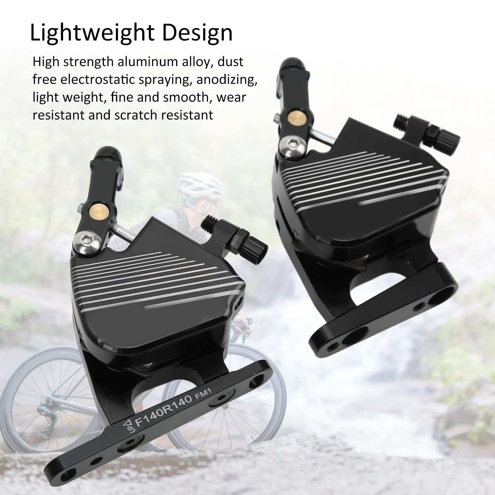 **1 Pair Hydraulic Disc Brakes Set - Aluminum Alloy Front & Rear Hydraulic Disc Brake Calipers for Road Bikes - Perfect for Mountain & Commuter Cycling (Black, Front & Rear Set)**