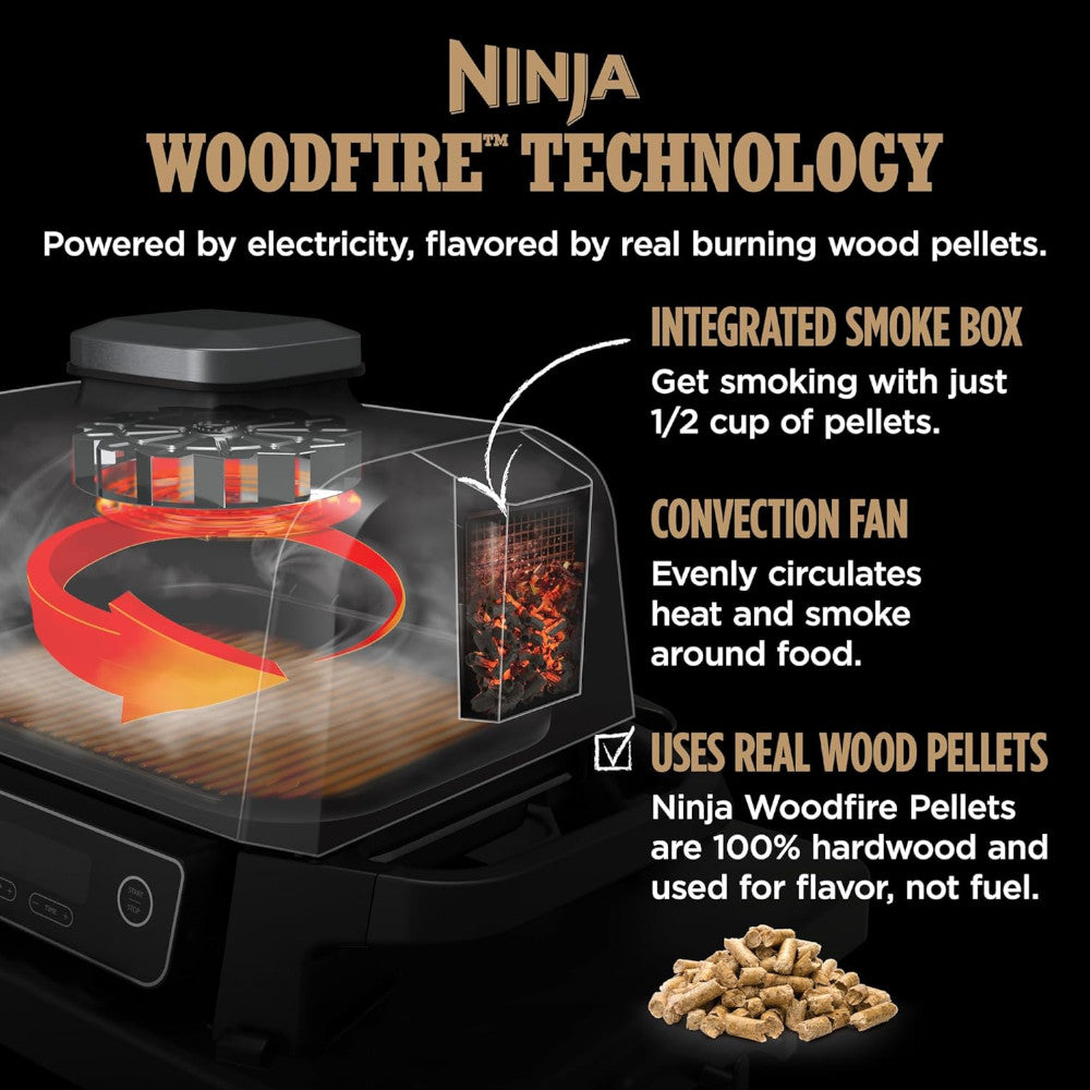 Ninja OG701 7-in-1 Woodfire Outdoor Grill & BBQ Smoker - Master Grill with Home Essentials Warranty | Perfect for Backyard BBQs, Camping & Outdoor Cooking