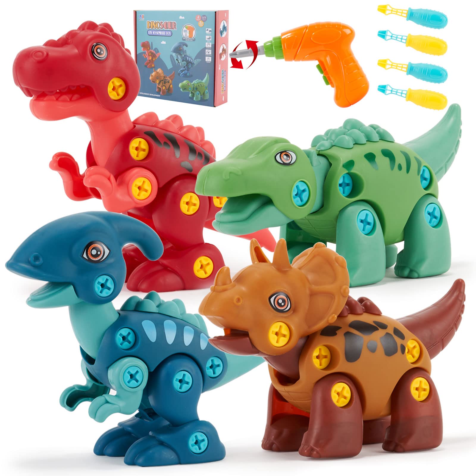 Gardien Take Apart Dinosaur Toys - STEM Construction Building Kit with Electric Drill for Kids Ages 3-8 | Educational Dinosaur Toys for Boys & Girls | Perfect Birthday, Christmas & Party Gifts | Great for Classroom Learning, Playtime & Creative Development