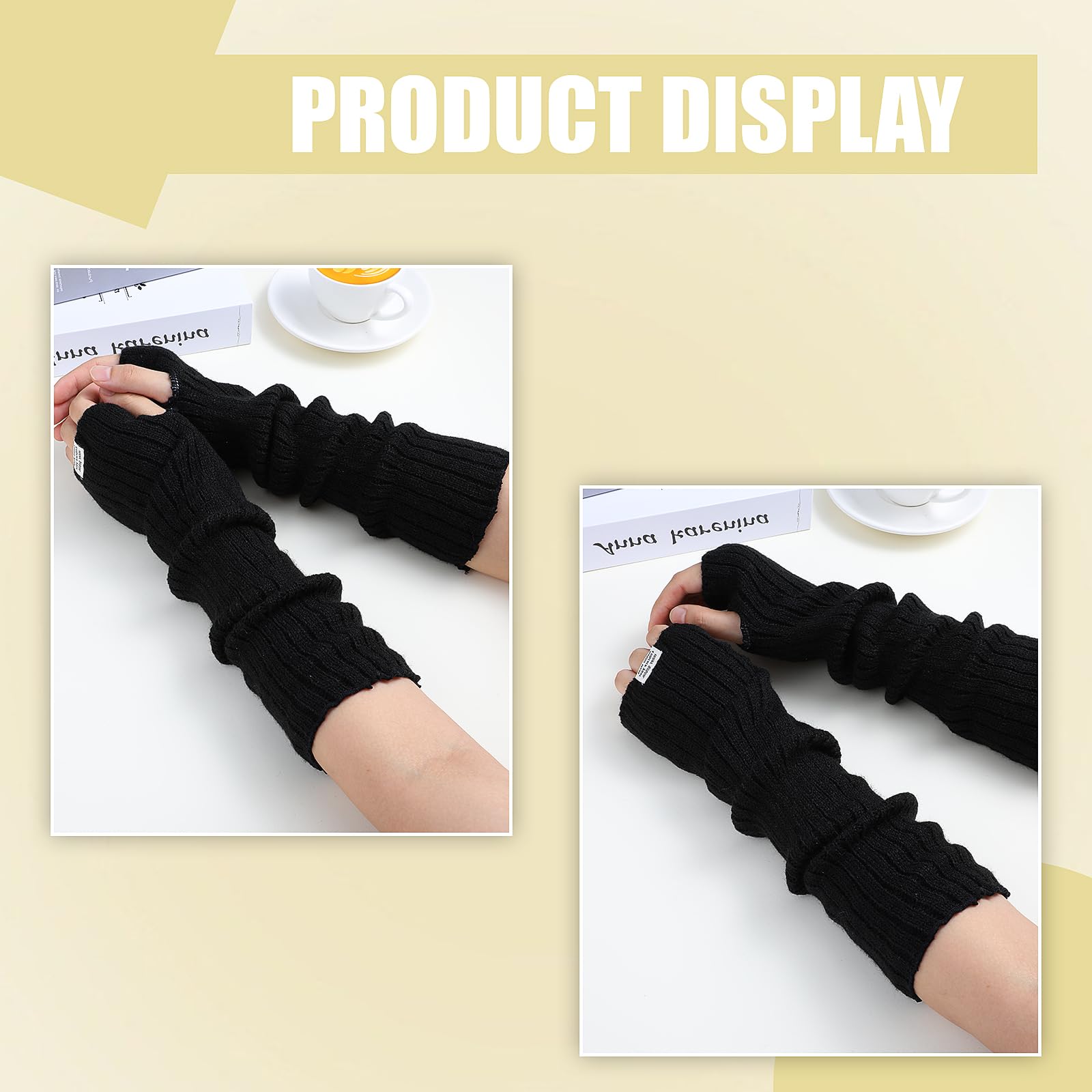 Y2K Fashion Fingerless Arm Warmers - White Harajuku Knitted Long Sleeve Arm Covers for Cool Girls | Perfect for Winter Outfits, Cosplay & Streetwear