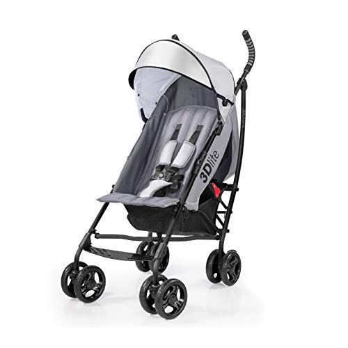 3Dlite Lightweight Travel Stroller for Infants - Aluminum Frame Compact Stroller with Large Seat, 4-Position Recline & XL Storage Basket - Perfect for Airplane, Shopping & Daily Walks (Gray)