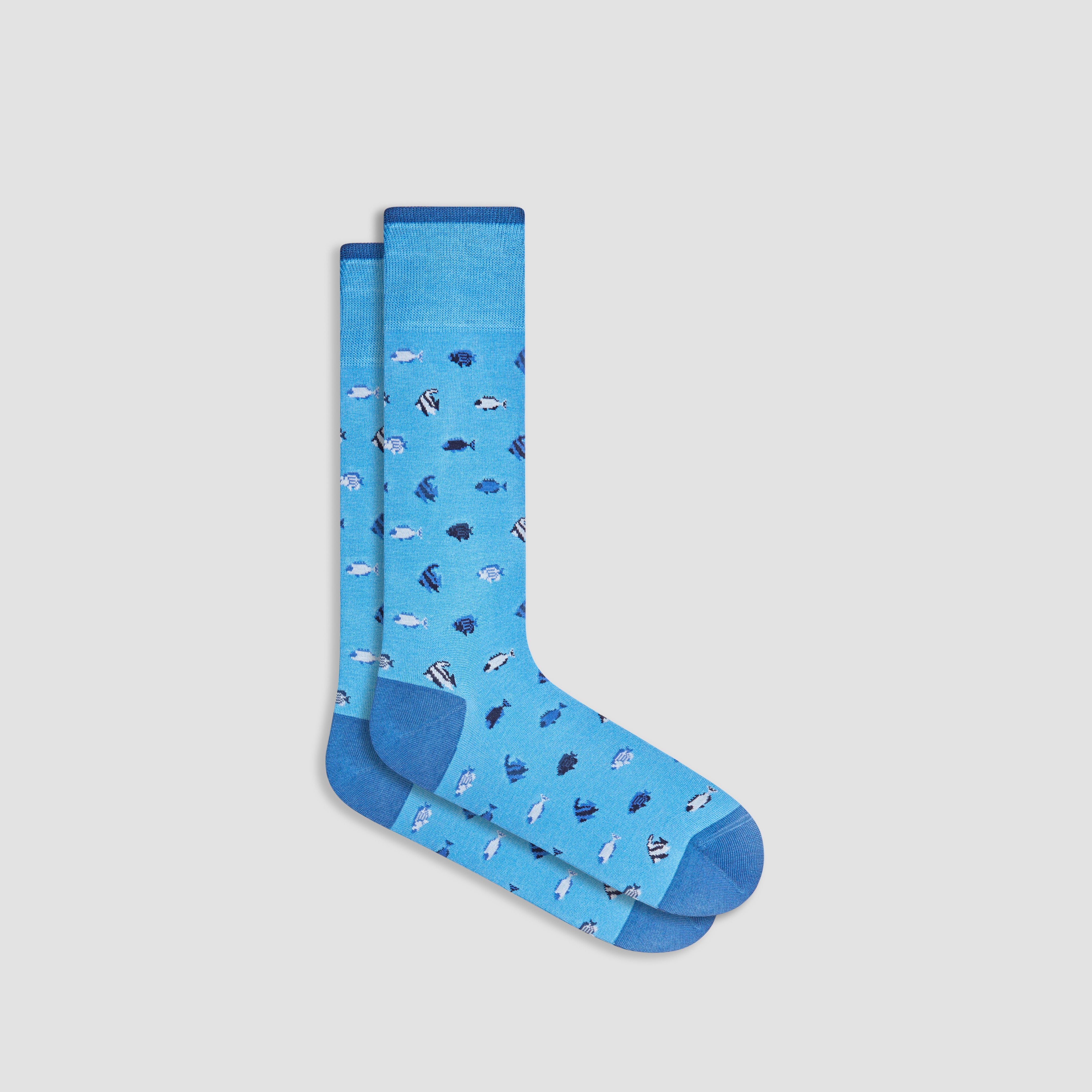 Fish Print Mid Calf Socks for Men & Women - Comfortable Cotton Crew Socks for Casual Wear, Work, and Outdoor Activities