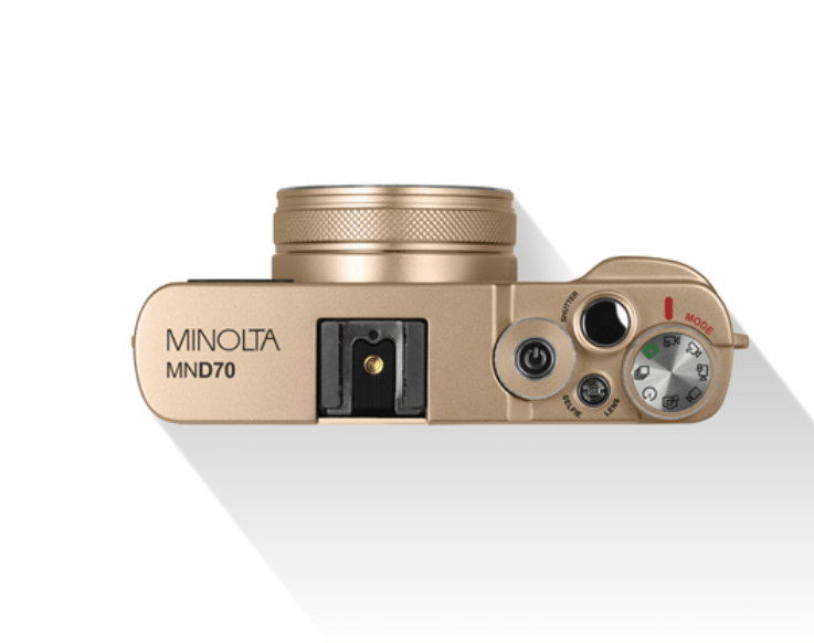MINOLTA MND70 Retro 48MP Autofocus Camera - 5K Ultra HD Dual Lens with WiFi (Gold/Brown) - Perfect for Travel Photography & Vlogging