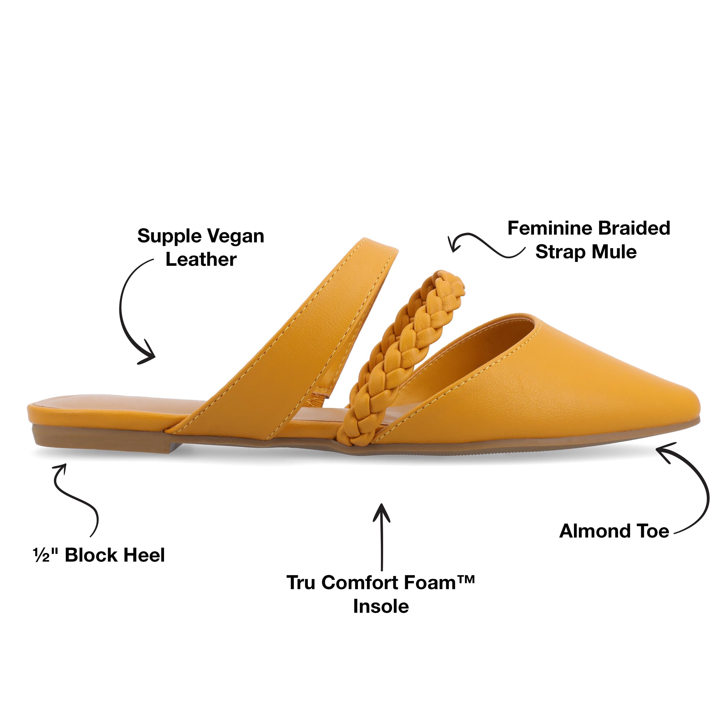Journee Collection Women's Comfortable Ballet Flats - Lightweight Slip-On Shoes for Work, Travel & Everyday Wear