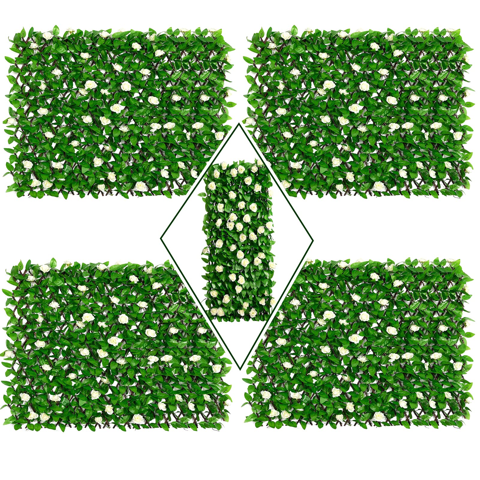 DOEWORKS 4PCS Expandable Faux Ivy Privacy Fence Screen - Outdoor Balcony Patio Garden Backyard Decor, Natural Greenery Backdrop for Home, Wedding & Party Decorations