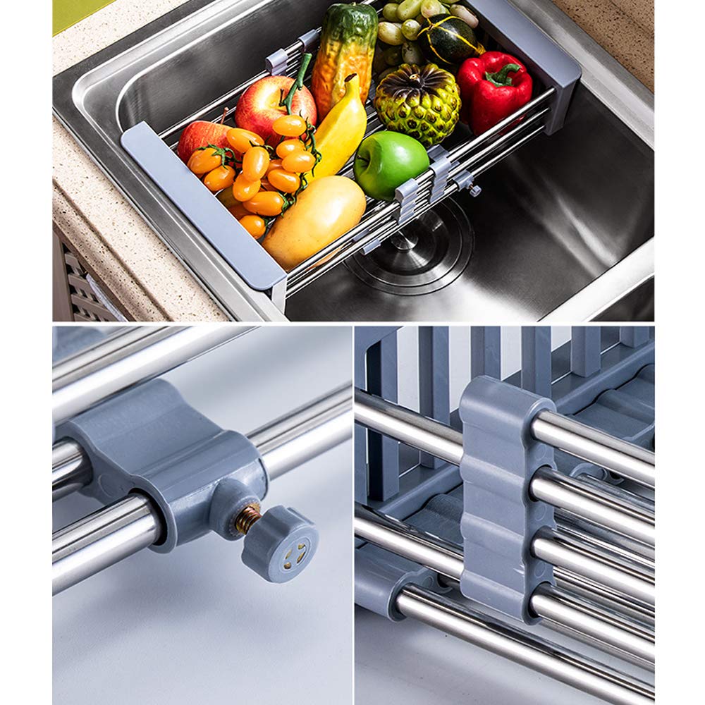 Adjustable Stainless Steel Retractable Kitchen Sink Drain Rack - Widened Edge & Reinforced Design for Dish Drying - Perfect for Small Spaces, RV Kitchens & Compact Households