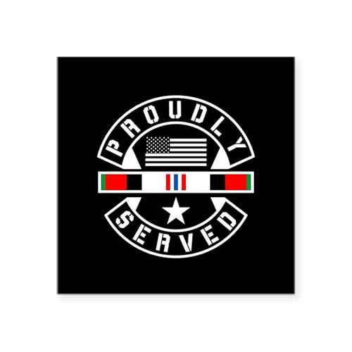 White - Afghanistan War Proudly Ser Square Sticker 3 X 3