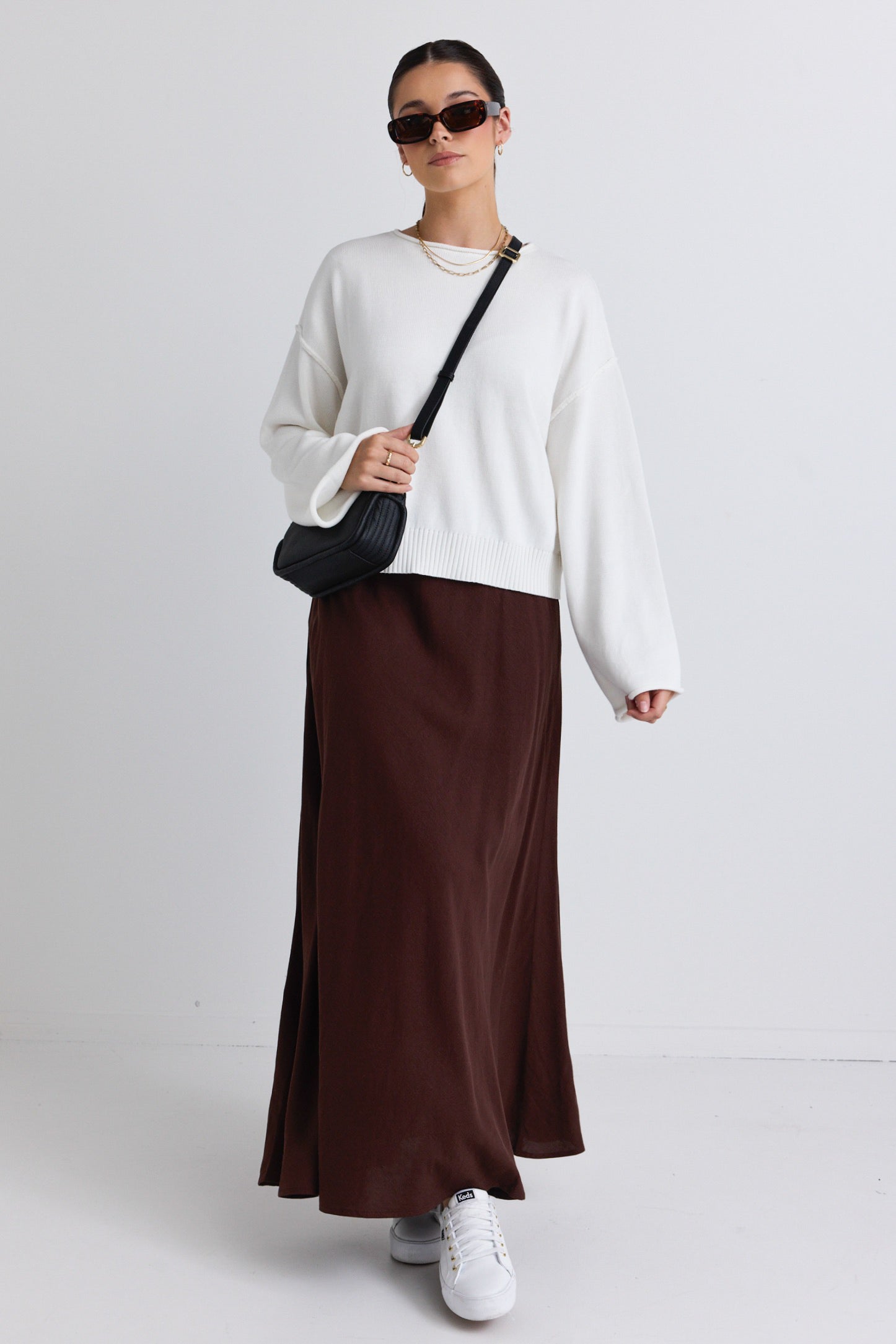 Women's Ivory Long Sleeve Cotton Jumper - Soft Casual Pullover Sweater for Daytime Wear, Office & Weekend Outfits