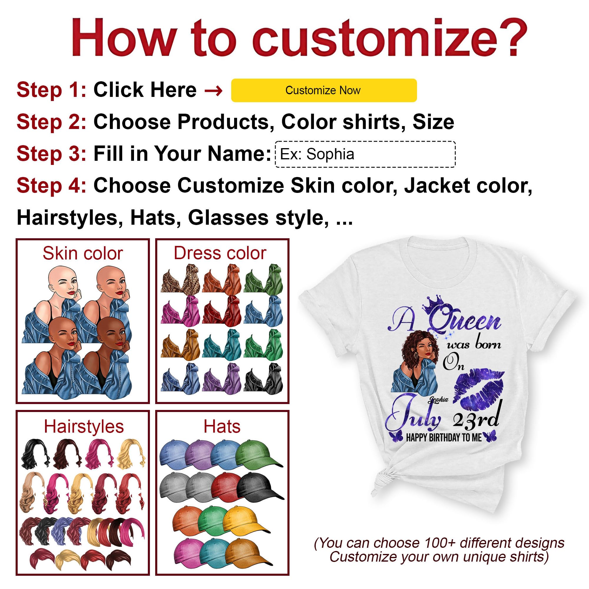 Custom July Birthday T-Shirts for Women - Unique July Birthday Gifts & Cute July Tops - Perfect for Birthday Parties, Girls Night Out & Summer Celebrations