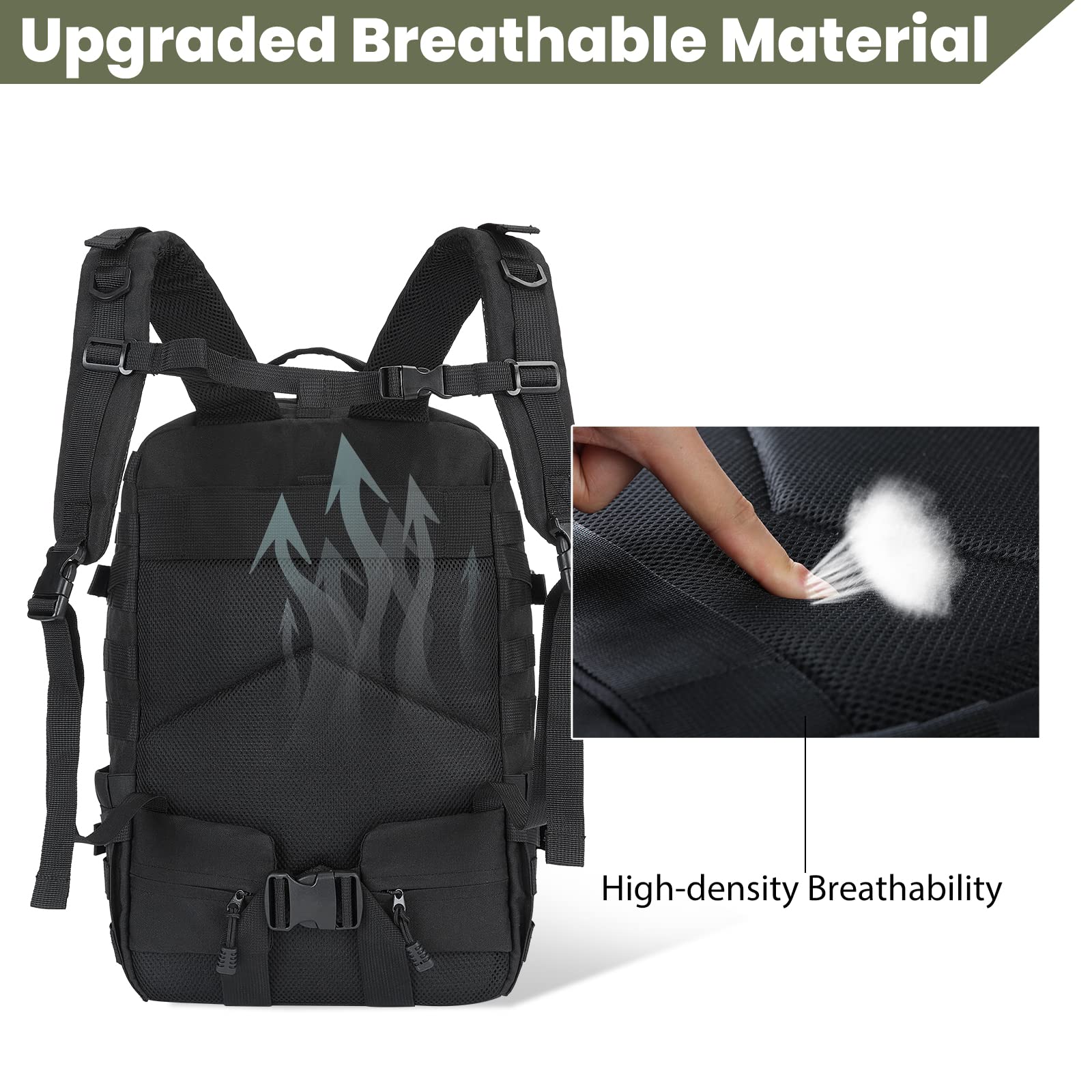 **ILM 30L Motorcycle Helmet Backpack - Waterproof Tactical Riding Backpack for Men & Women - Large Capacity Helmet Holder for Hiking, Commuting & Travel (Black, Model BP01)**