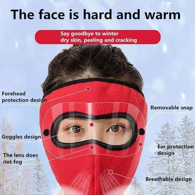 Anti Pollution Full Face Cover Mask with Lens - Unisex for Bike Riding & Motorcycling - Dust & Sun Protection - Breathable for Summer Outdoor Sports (Red) - Perfect for Cycling, Scooters & Urban Commuting