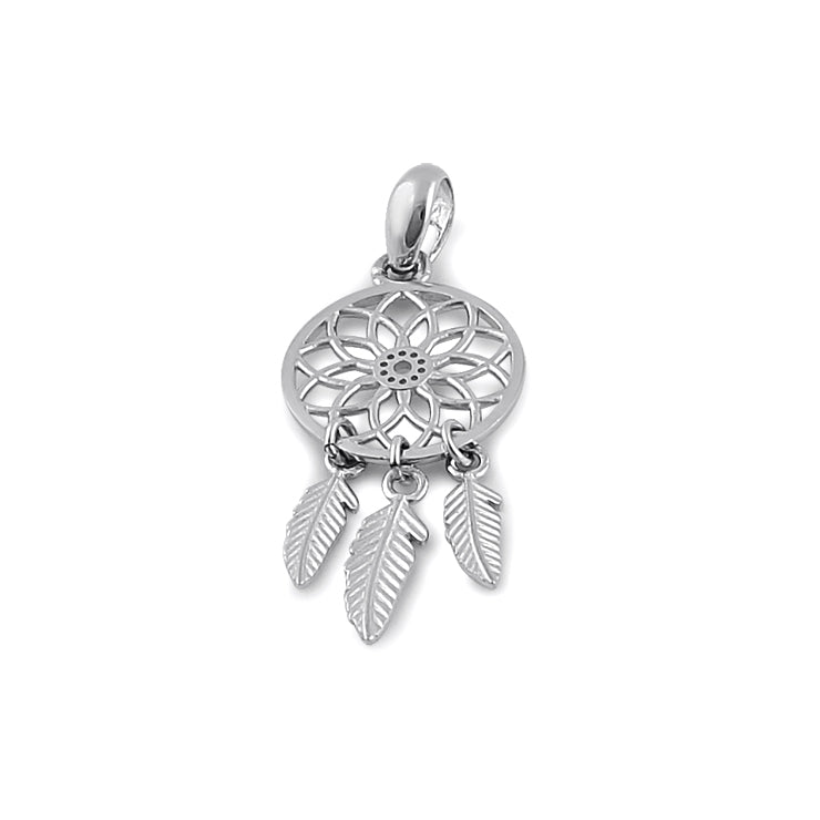 14K White Gold Dream Catcher Pendant Necklace for Women - Elegant Native American Inspired Jewelry Gift for Birthday, Anniversary & Special Occasions