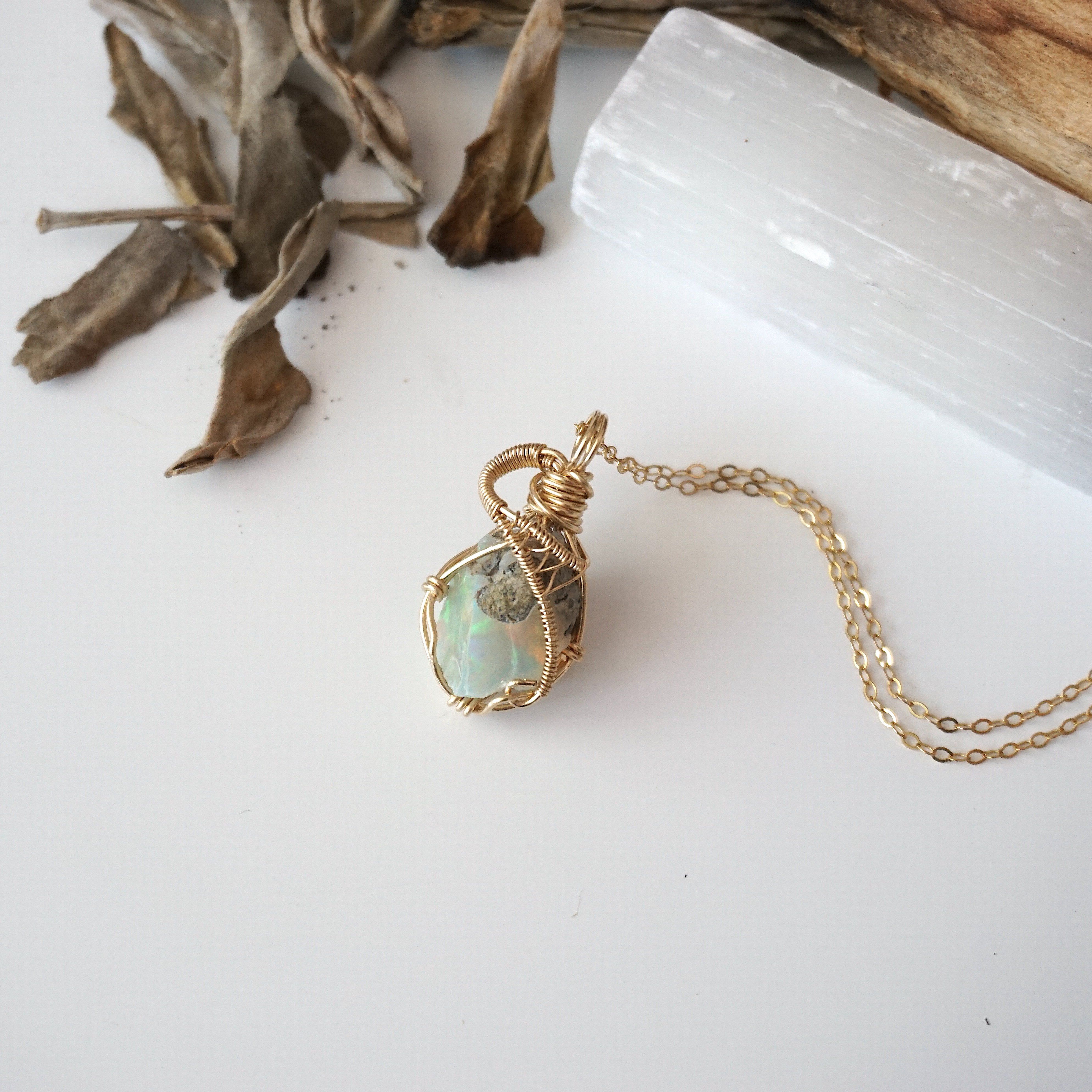 Fire Opal Necklace with 14K Gold Filled Chain | Elegant Dainty Jewelry for Women | Perfect for Weddings, Date Nights & Special Occasions