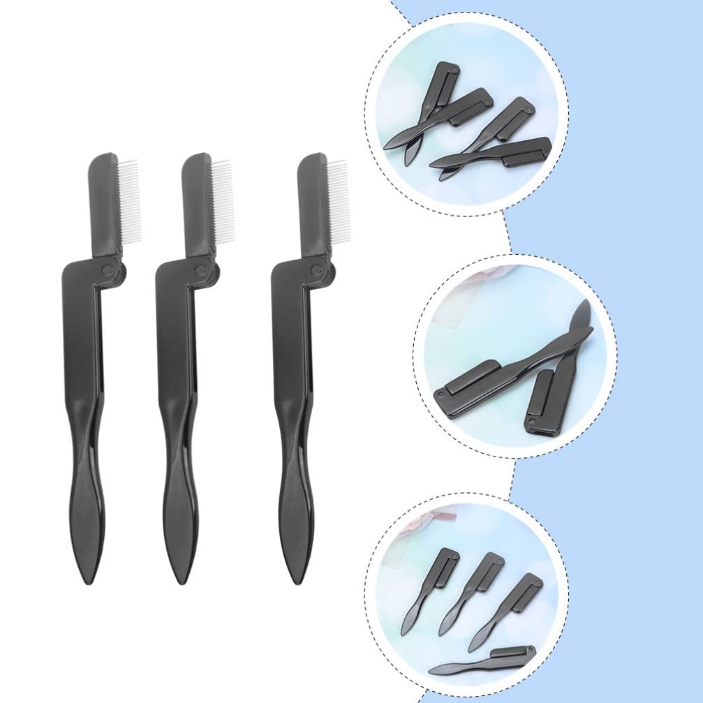 Beavorty 3-Piece Stainless Steel Eyelash & Eyebrow Comb Set - Foldable Brow Grooming Brush, Makeup Brush for Perfect Brows & Lashes - Ideal for Eyebrow Trimming, Shaping & Daily Makeup Routine