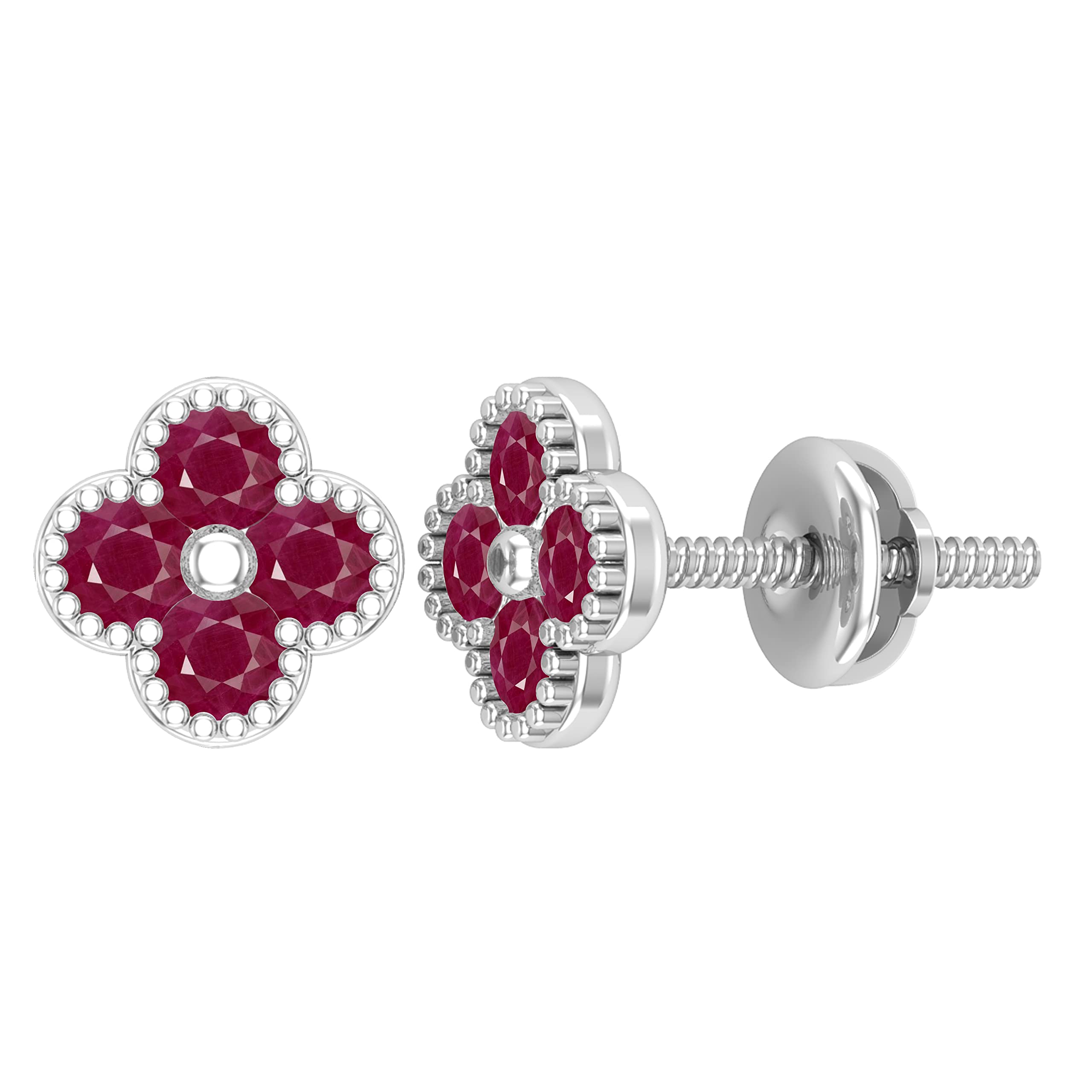 Dazzlingrock 925 Sterling Silver Floral Beaded Edge Round Stud Earrings for Women - Screw Back, 7.00mm Wide - Perfect for Weddings, Parties & Everyday Elegance