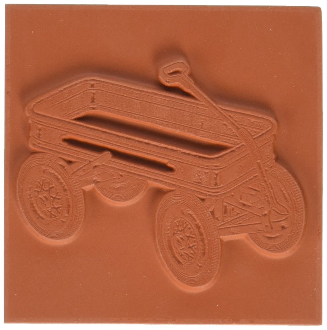 Deep Red Stamps Little Red Wagon Rubber Cling Stamp 2.1 x 1.8 inches - Vintage Style DIY Scrapbooking & Card Making Supplies for Crafters