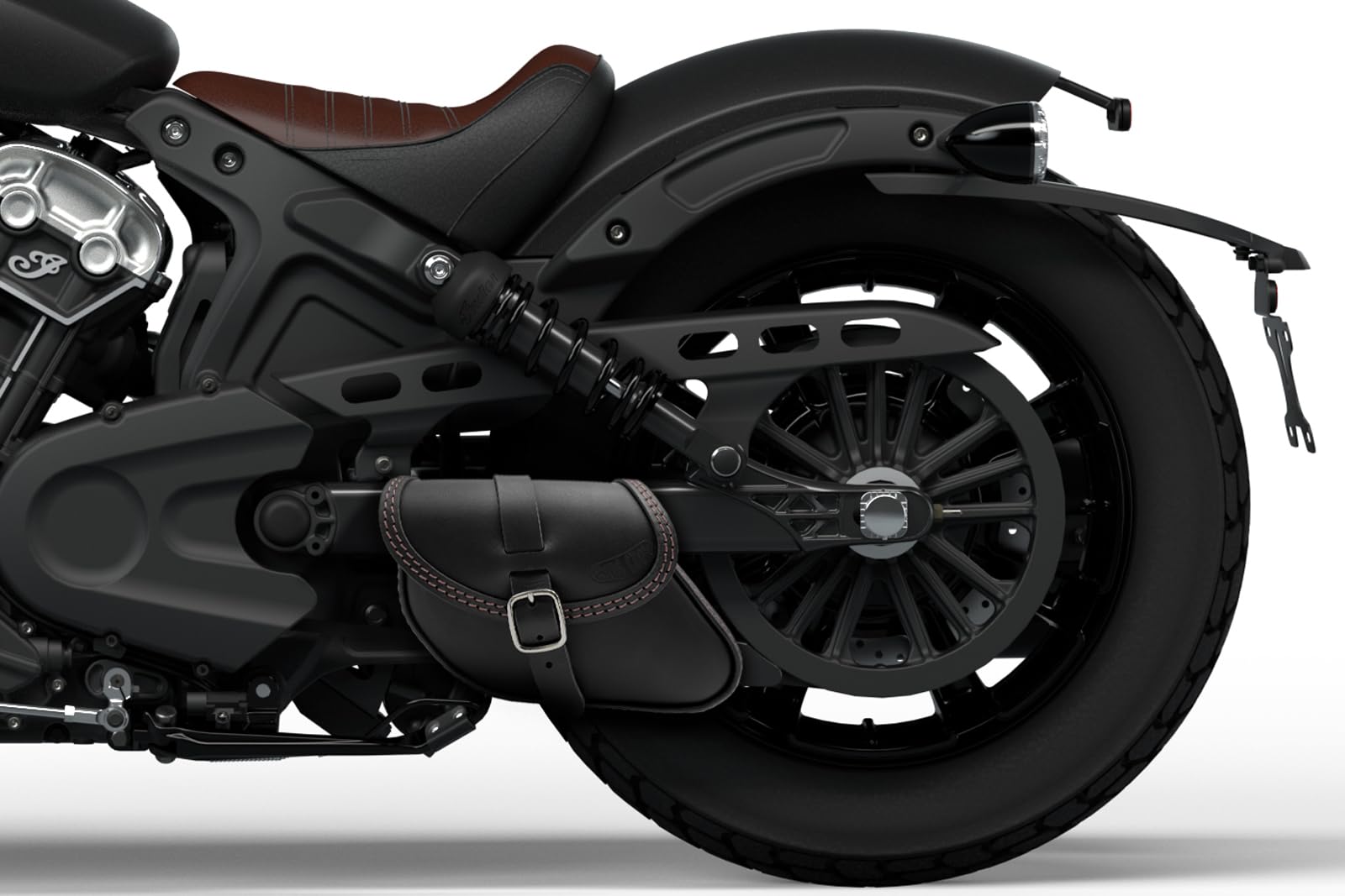 Premium Leather Swingarm Bag for 2015-2025 Indian Scout & Scout Bobber Motorcycles | Fits Scout 101, Scout Classic, Sport Scout & Super Scout Models | Brown Stitched Design | Perfect for Road Trips & Daily Commuting