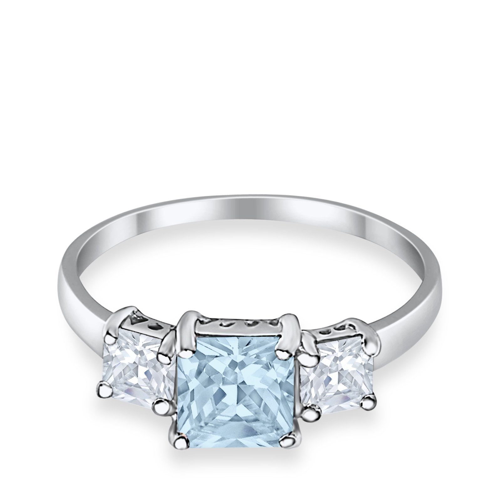 3 Stone Princess Cut Cubic Zirconia Ring - 925 Sterling Silver Fashion Jewelry for Women - Perfect for Weddings, Anniversaries & Special Occasions