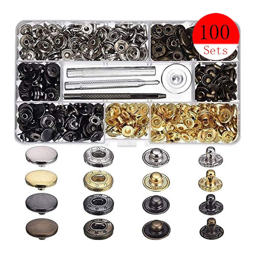 Guolarizi 100-Piece Snap Fastener Kit for Clothing Repair - Press Studs, Buttons & Fastener Tools for DIY Sewing & Home Use (Multicolor) - Perfect for Fixing Jeans, Jackets & Baby Clothes