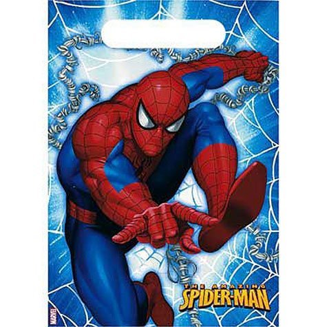 Hallmark Marvel The Amazing Spider-Man Party Favor Loot Bags - Set of 8 Webslinging Design on Blue - Perfect for Birthday Parties, Superhero Themed Events & Kids' Gift Bags