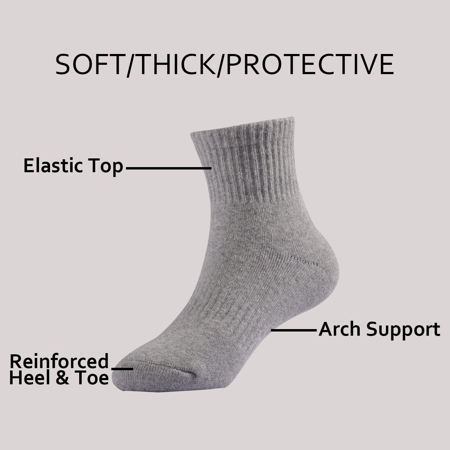 EPEIUS Kids Boys Girls Cushioned Cotton Athletic Socks - 6 Pack Thick Quarter Ankle Socks for Sports & Running (Ages 4-14) - Perfect for School PE, Soccer Practice & Everyday Play