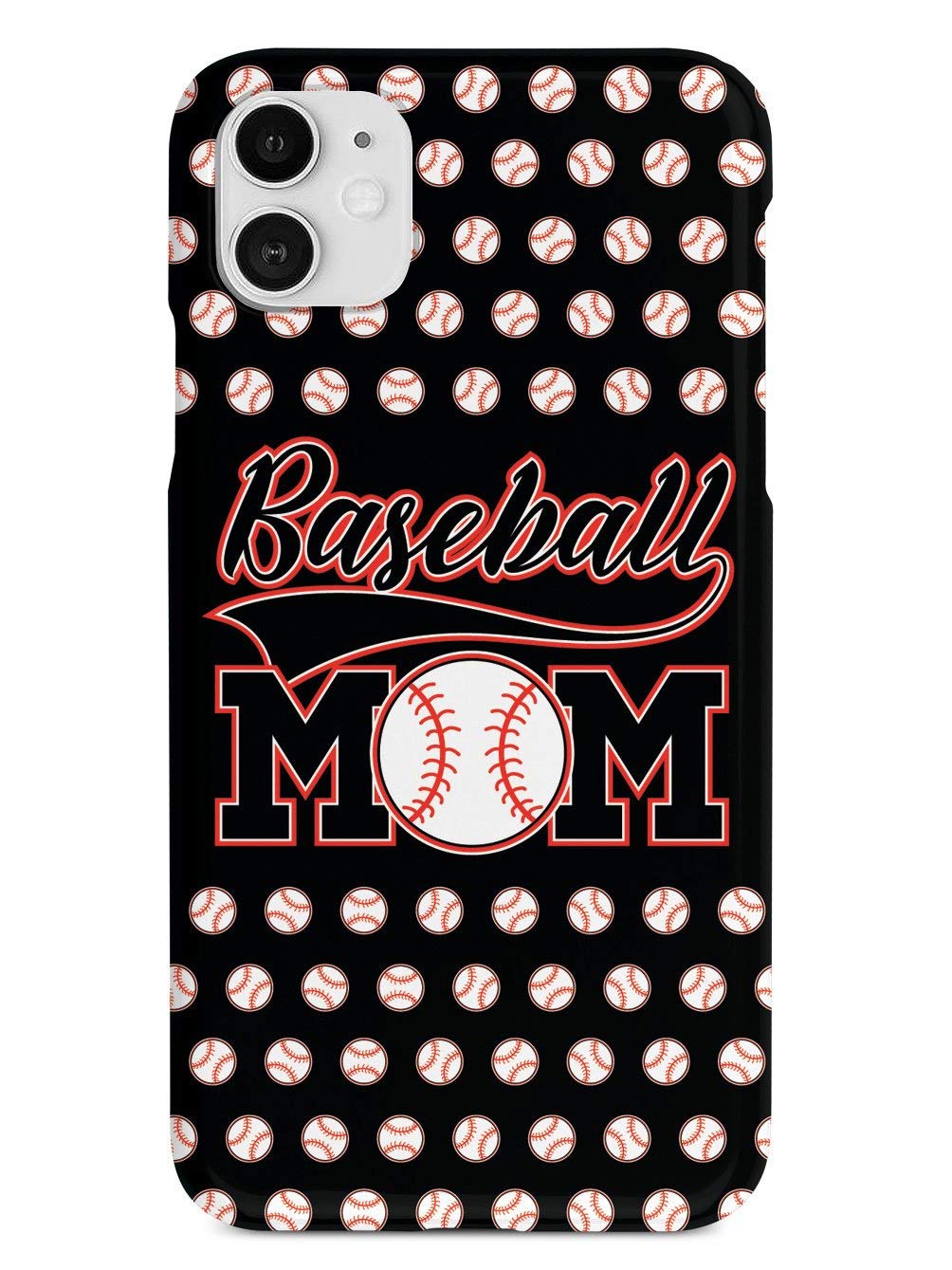 Inspired Cases - iPhone 11 Case Compatible - 3D Textured Protective Cover for Apple iPhone 11 - Baseball Mom Design - Black Baseball Pattern - Perfect for Sports Fans & Everyday Protection