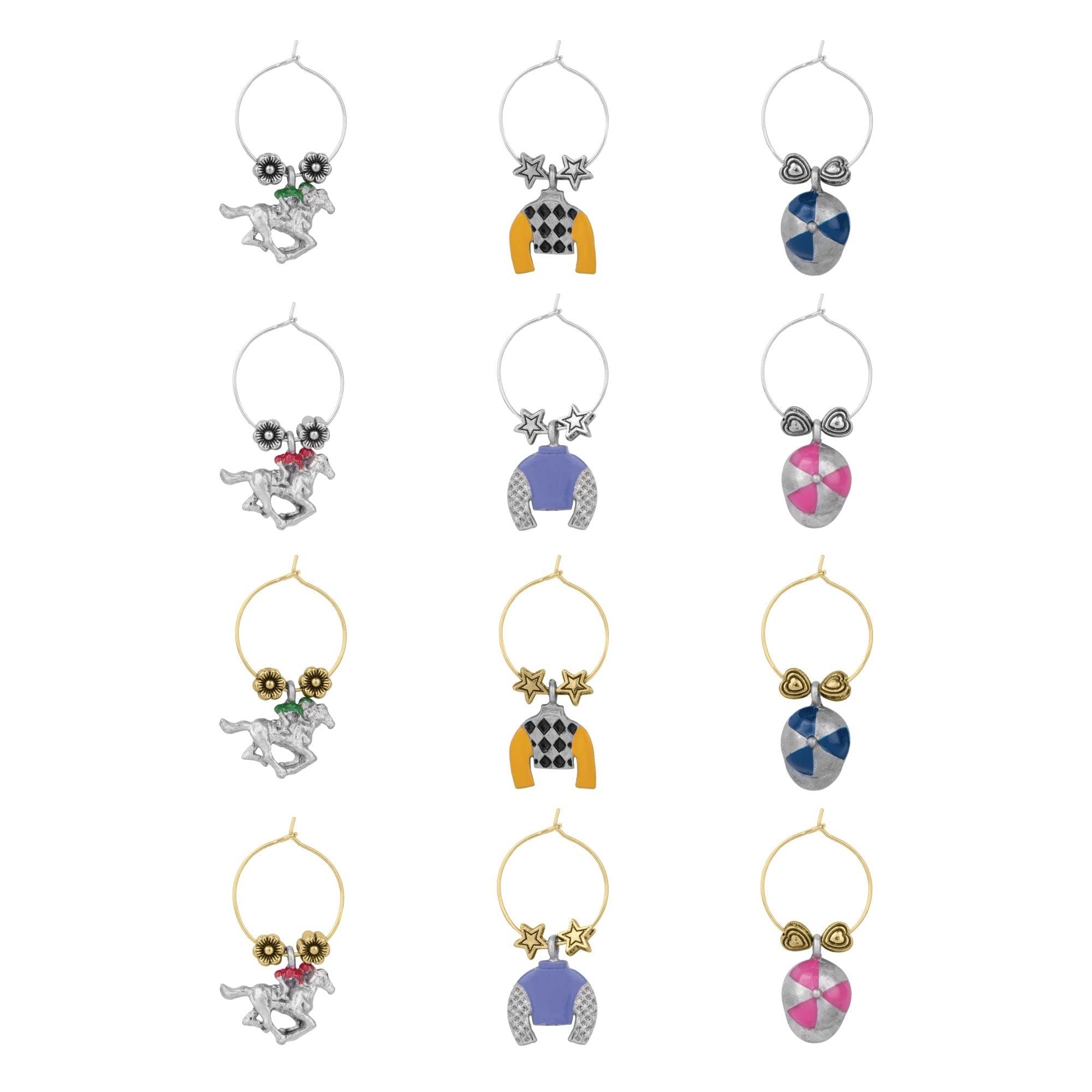 12-Piece Wine Glass Charms Set - Metal Drink Markers for Stemware, Tasting Parties & Events (Multi-Color) - Perfect for Wine Tasting, Bridal Showers, and Themed Parties