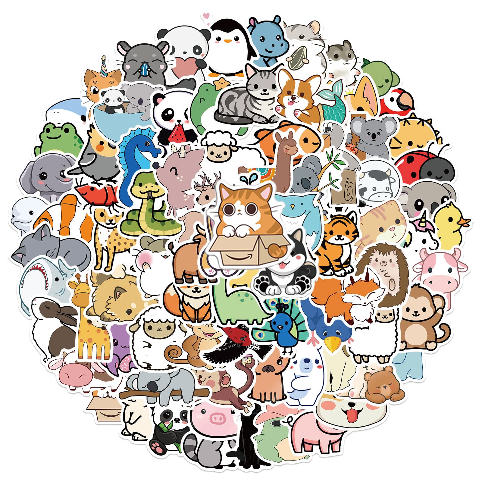 100Pcs Cute Kawaii Animal Stickers for Kids & Teens - Waterproof Vinyl Decals for Water Bottles, Helmets, Laptops, Skateboards, Hydro Flasks, Phones, Cars & Guitars - Fun Cartoon Decoration Pack for School, Office & Home DIY Projects