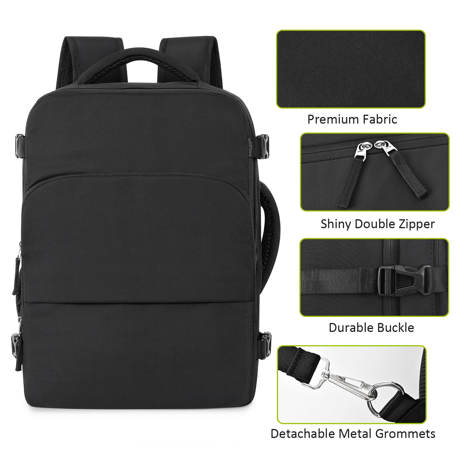 Durable Carry On Backpack for Men & Women - Airline Approved Waterproof Travel Backpack with Laptop Compartment (Fits 16