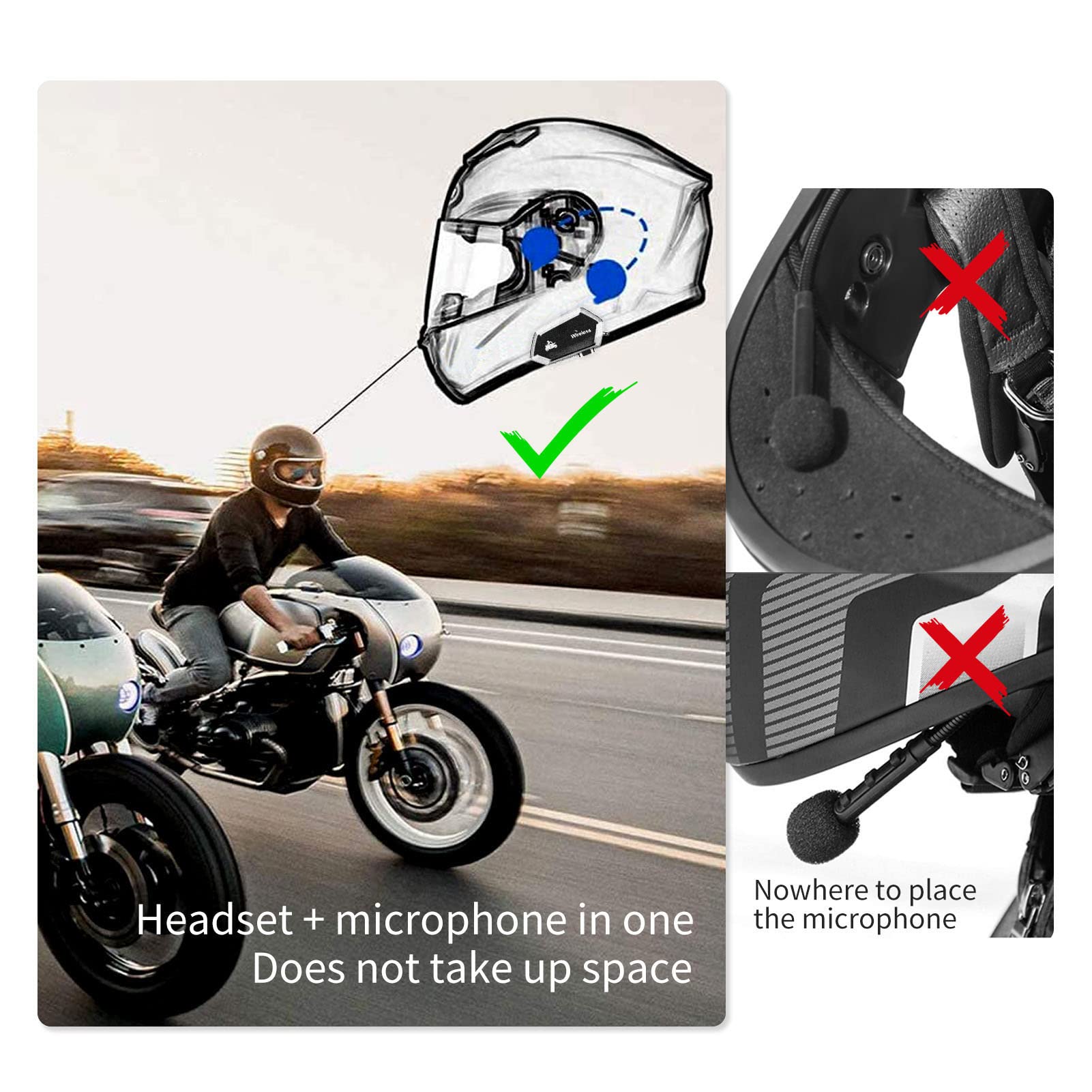 Tangxi Bluetooth Motorcycle Helmet Headset - Wireless Intercom Communication System with Smart Noise Cancellation & Long Battery Life - Perfect for Group Riding, GPS Navigation & Hands-Free Calls