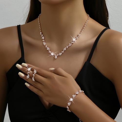 F: rosegold necklace earrings set