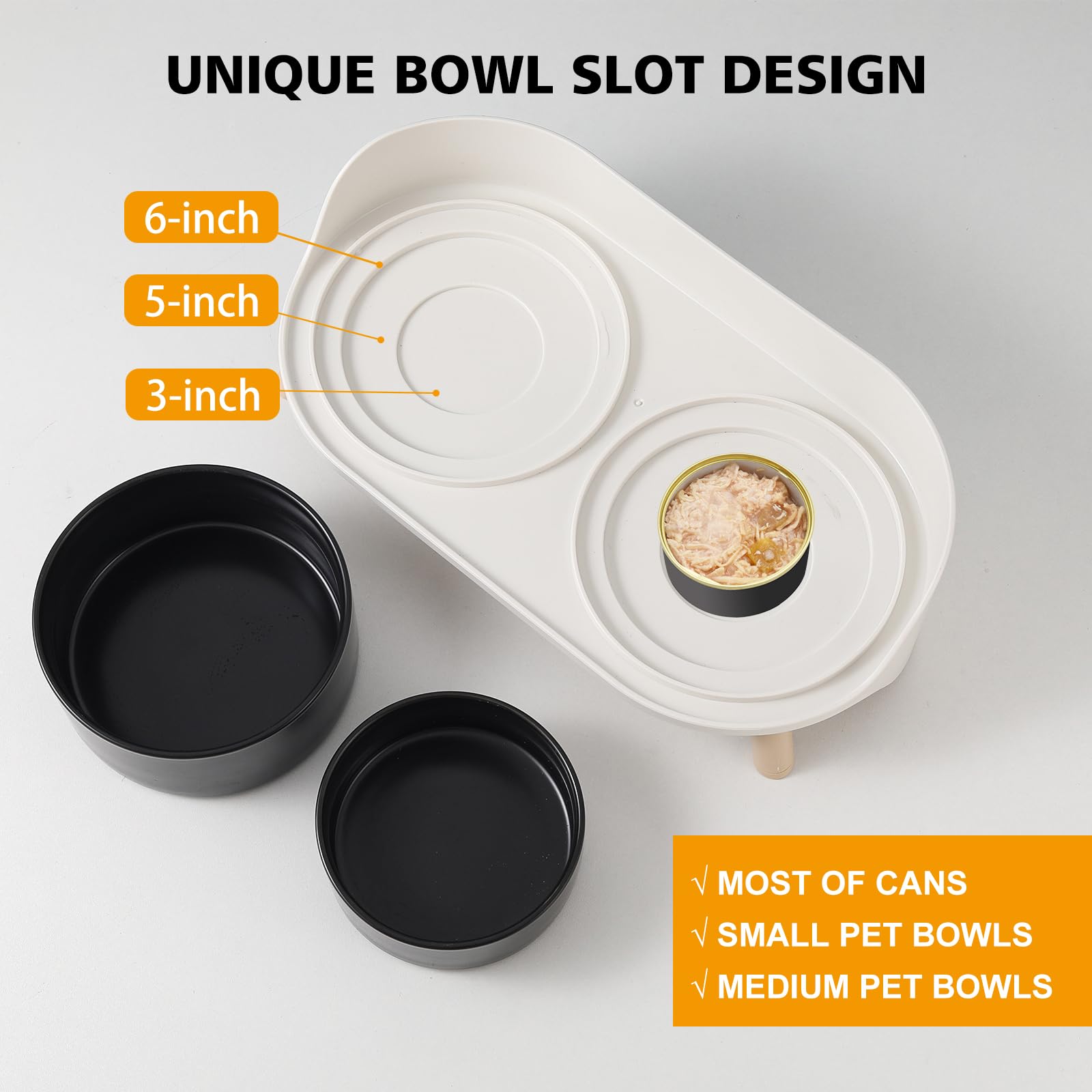 Elevated Ceramic Cat Bowl Set - Raised Double Dishes for Food & Water with Non-Slip Stand - Splash Proof Pet Bowls for Cats & Small Dogs - 2 x 480ml (16.2oz) - Perfect for Indoor Feeding & Mess-Free Mealtime