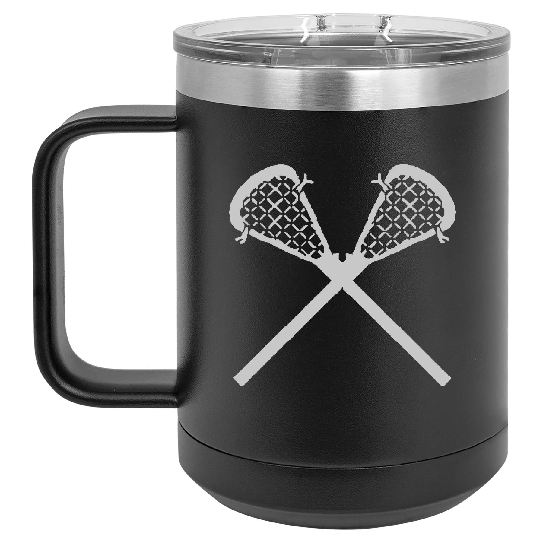 15 oz Vacuum Insulated Stainless Steel Tumbler with Handle & Lid - Leakproof Travel Coffee Mug for Hot & Cold Drinks - Perfect for Commuting, Camping and Office Use (Black)