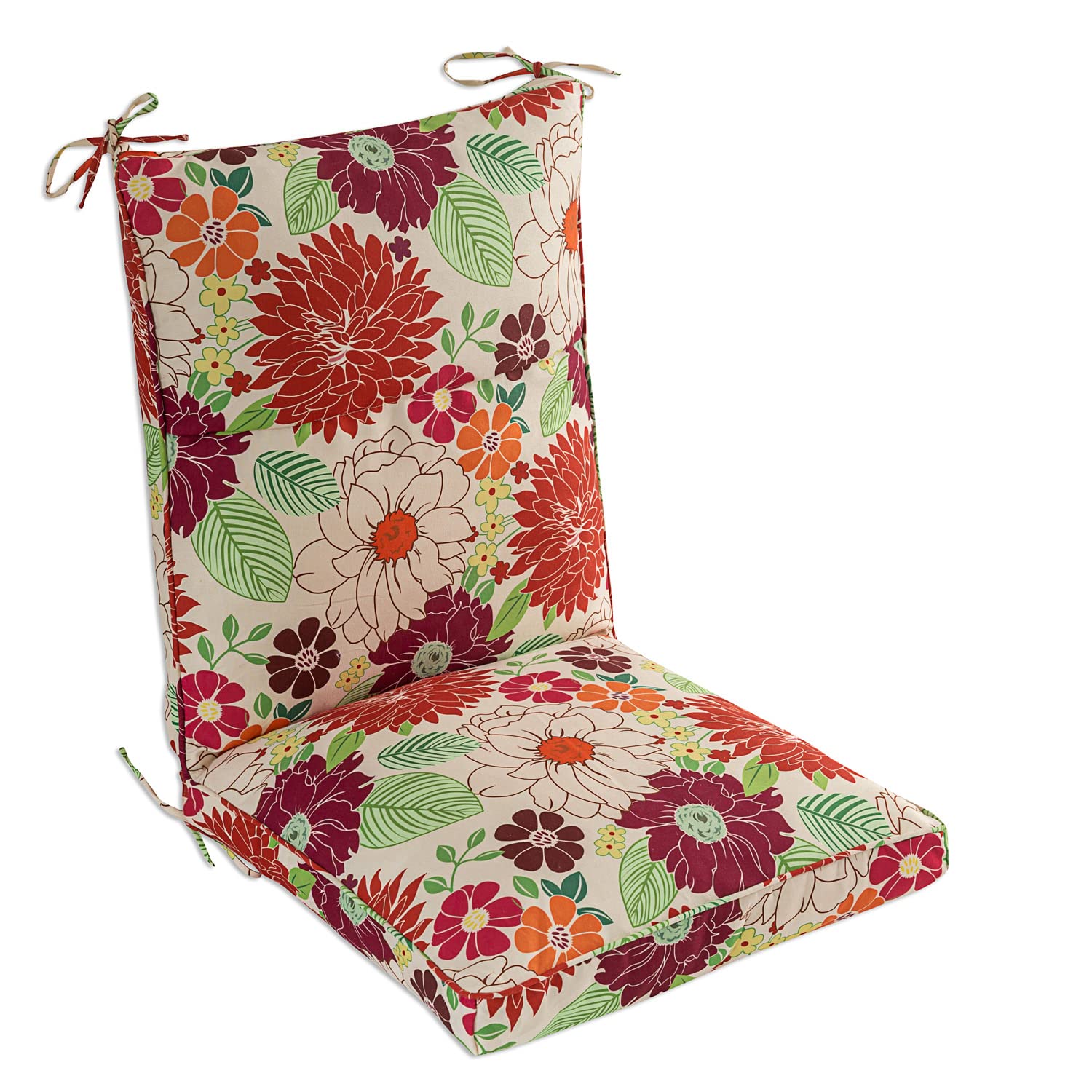 Premium Set of 4 Outdoor Dining Chair Cushions - 44x21x4.5 Inch Waterproof Patio Seat Cushions with Zipper Closure & Single Welt Design - Perfect for Garden, Poolside, and Backyard Furniture - Blooming Fiesta Pattern