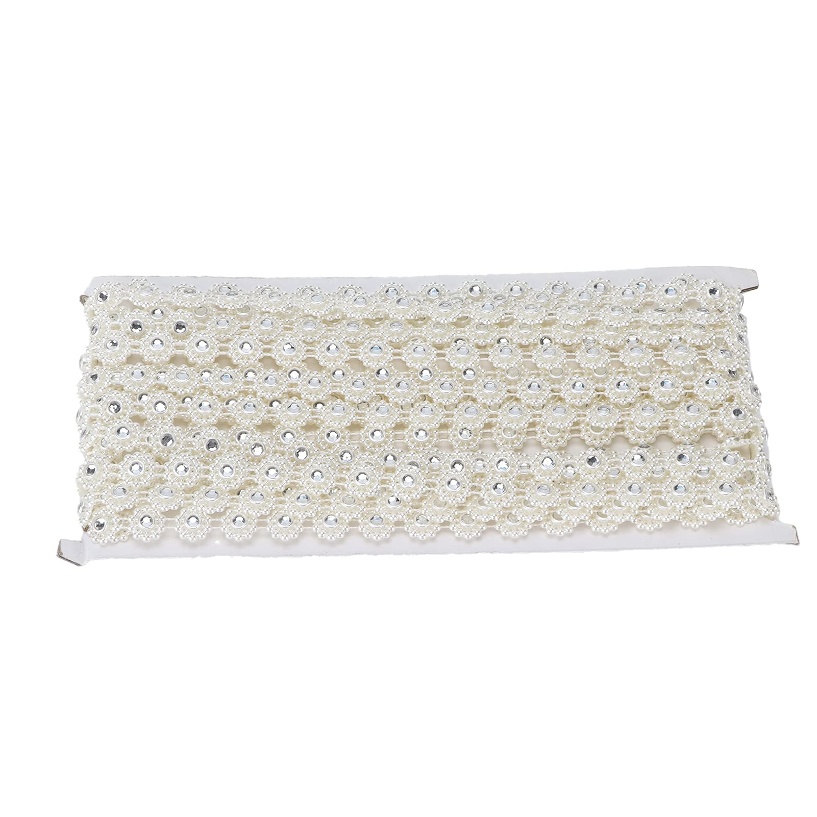 Elegant Off-White Pearl & Rhinestone Applique - Handmade Craft Embellishment for DIY, Wedding Decor, Gift Wrapping & Fashion Accessories