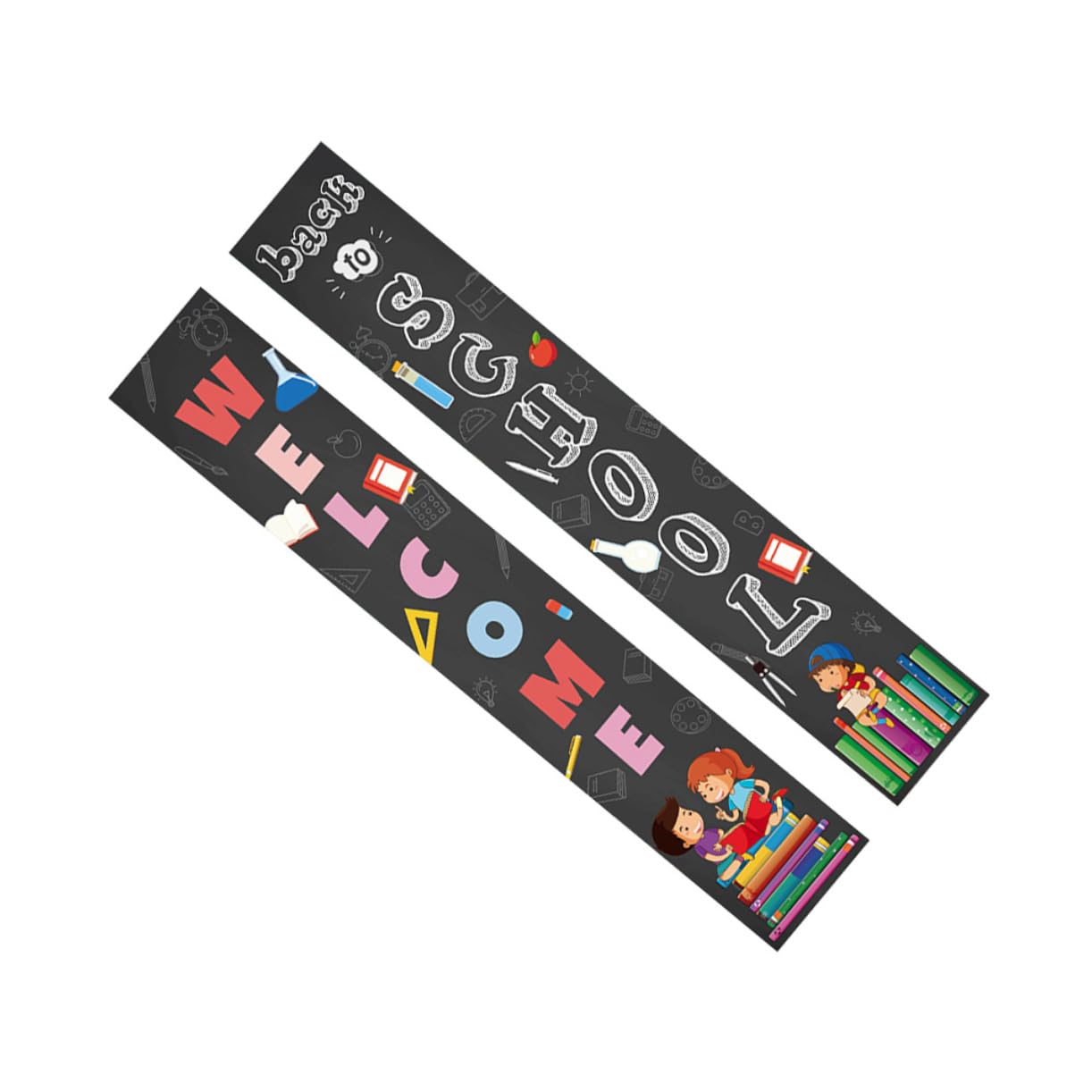 PRETYZOOM 1 Pair Curtain Emblems Decor - Elegant Office & School Banner Couplet Stickers for Classroom, Dorm, and Home Decor - Perfect for Back to School Season and Campus Events