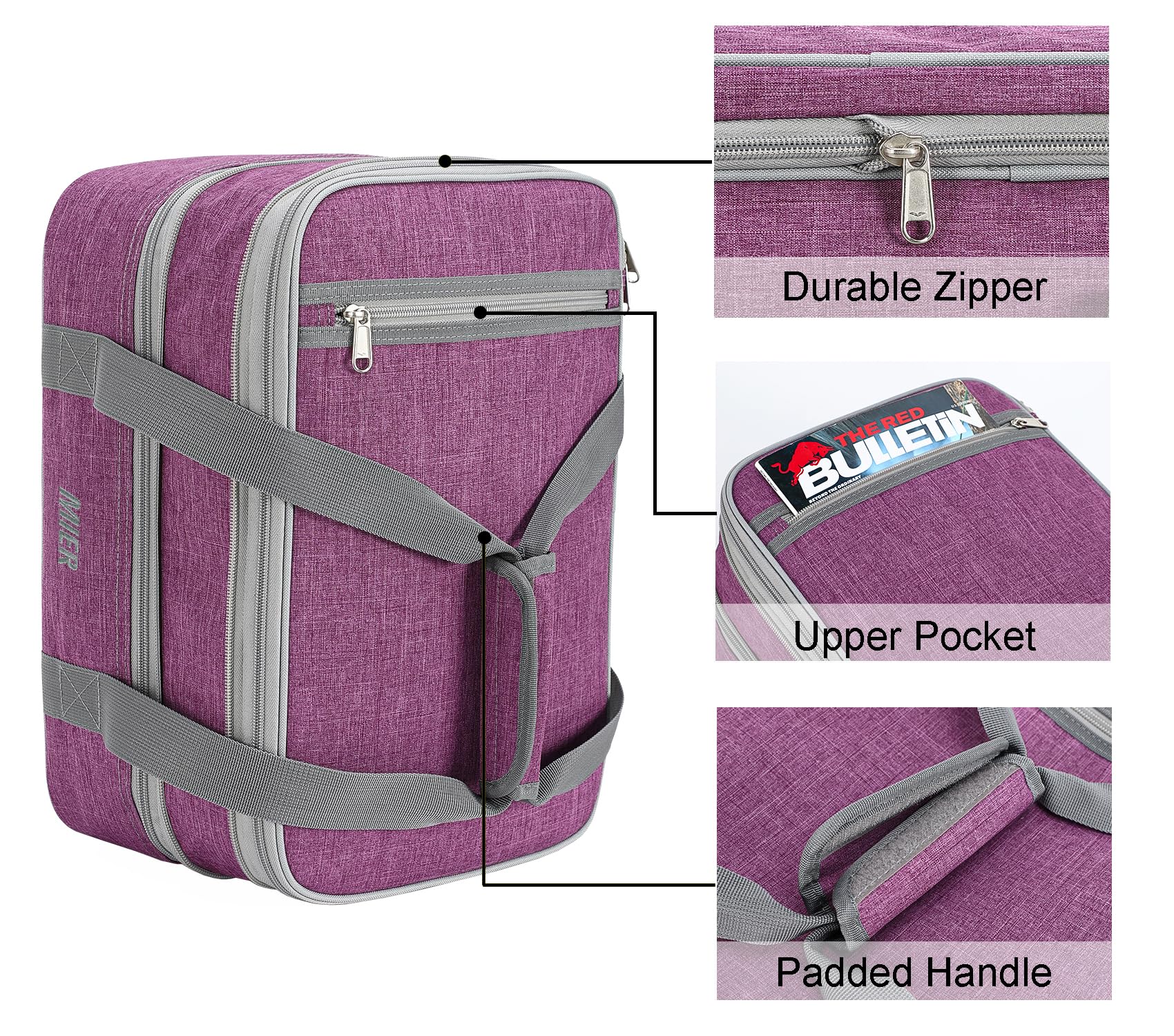 MIER Insulated Double Casserole Carrier - Thermal Lunch Tote for Potluck Parties, Picnics & Beach Outings - Fits 9x13 Inch Dishes with Expandable Mid Zipper - Purple | Perfect for Family Gatherings, Office Lunches & Outdoor Adventures