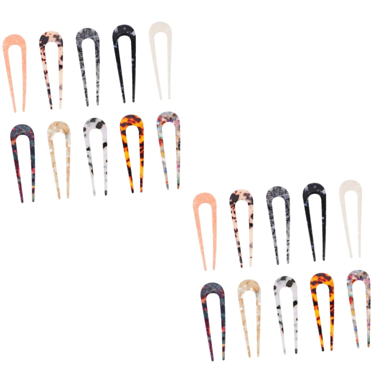 Vintage U-Shaped Hair Clips for Women - 20 Pack Acetate French Barrettes & Hair Forks - Elegant Hair Accessories for Updos, Buns & Vintage Hairstyles