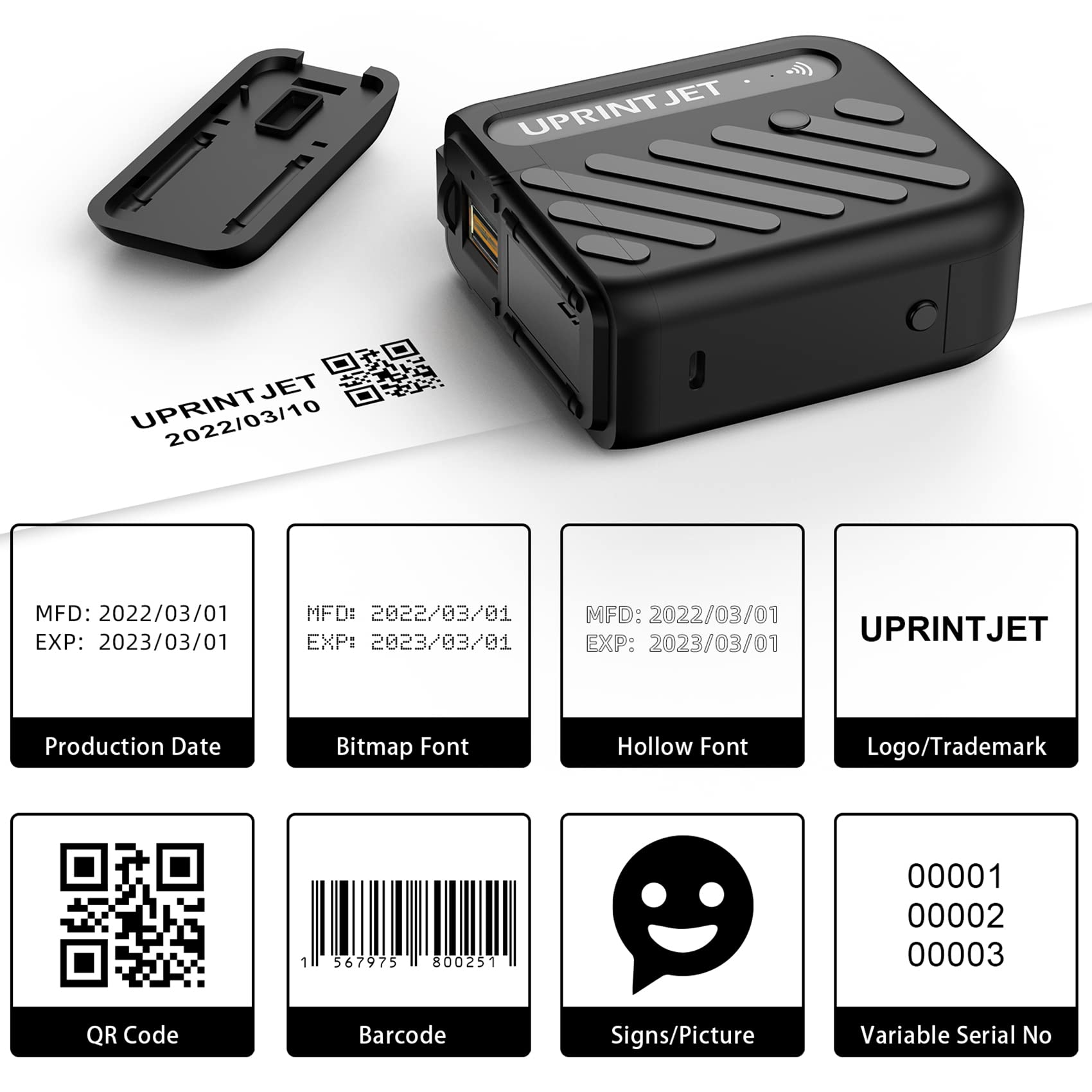 B10 Mini Handheld Inkjet Printer for Any Surface - Portable Date, QR Code, Batch Number & Barcode Printer (0.09-0.5