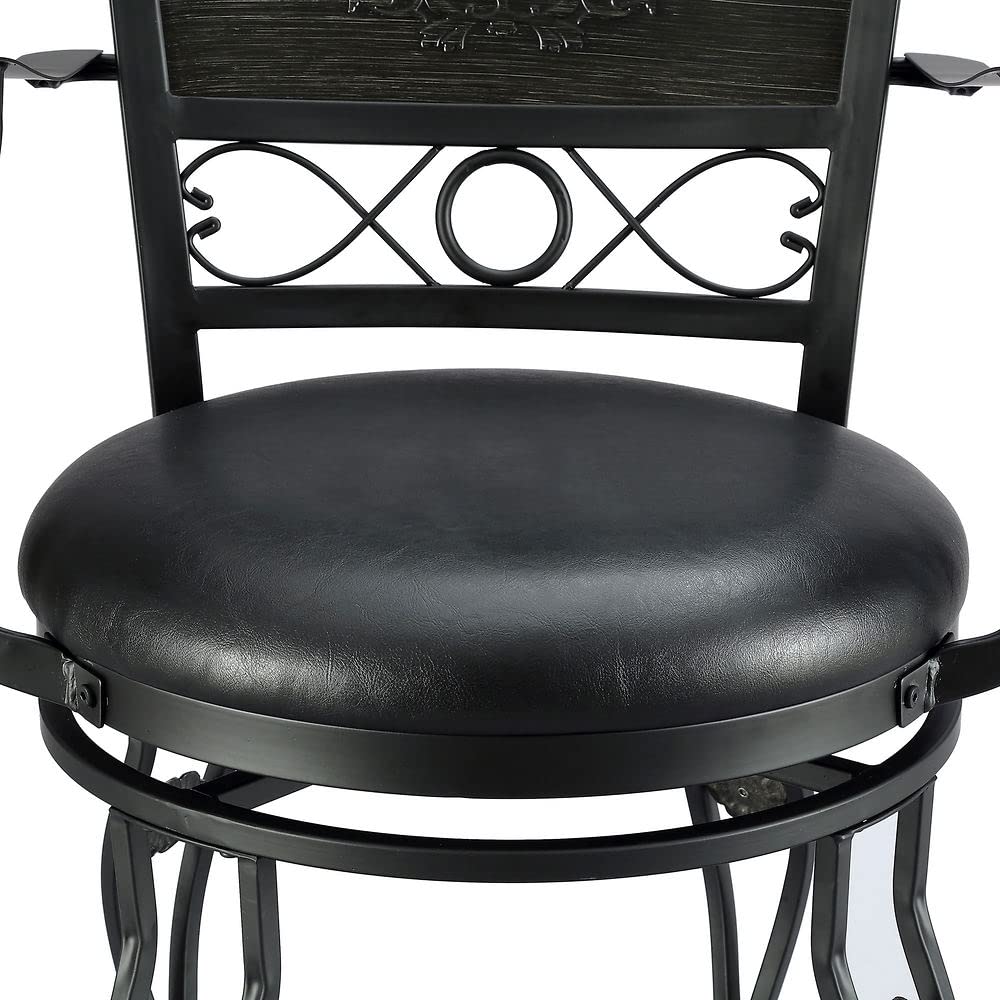 Ellie Big & Tall Barstool with Heavy Duty Metal Base in Black - Perfect for Kitchen Islands, Home Bars & Counter Height Dining Tables