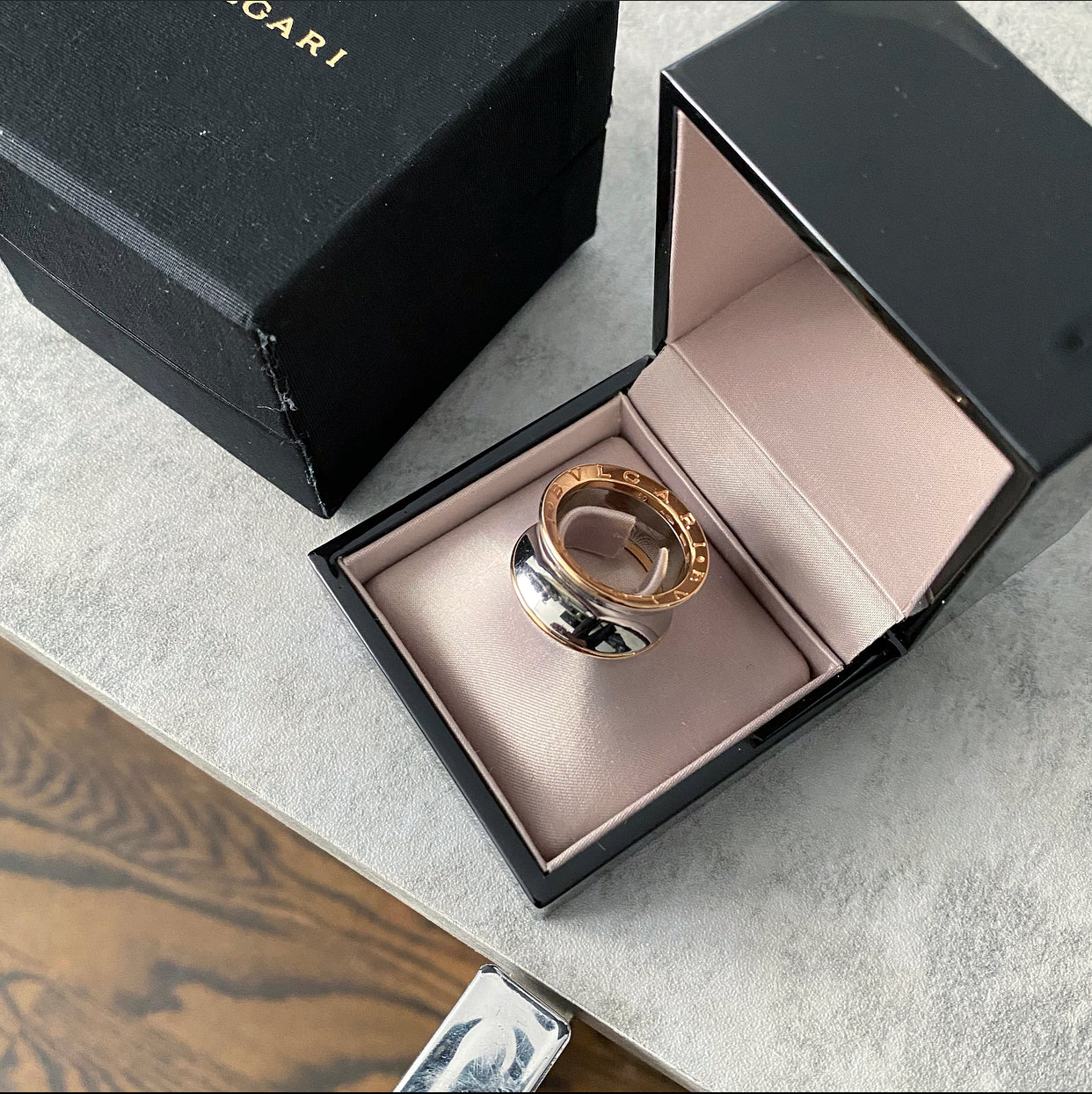 Bulgari B Zero 1 Anish Kapoor Ring - 18k Rose Gold & Stainless Steel, Size 9 1/4 (US 60) - Luxury Jewelry for Special Occasions & Gifts